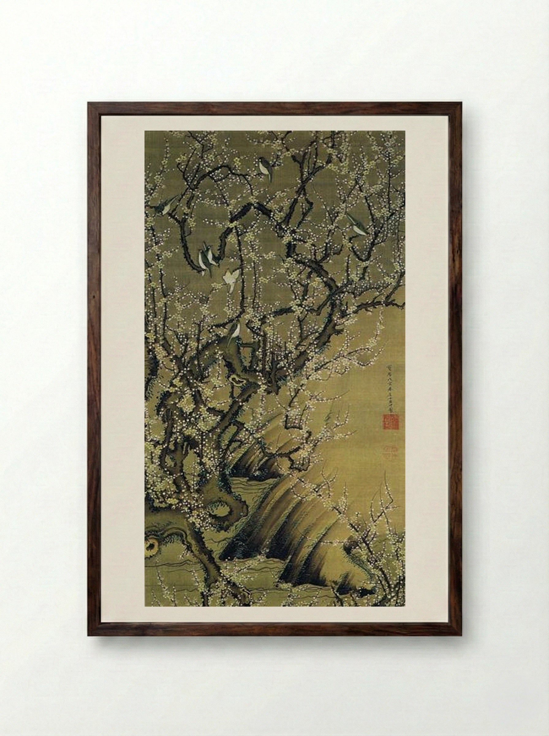 Baika shokinzu - Ito Jakuchu - Framed Print Dark Wood