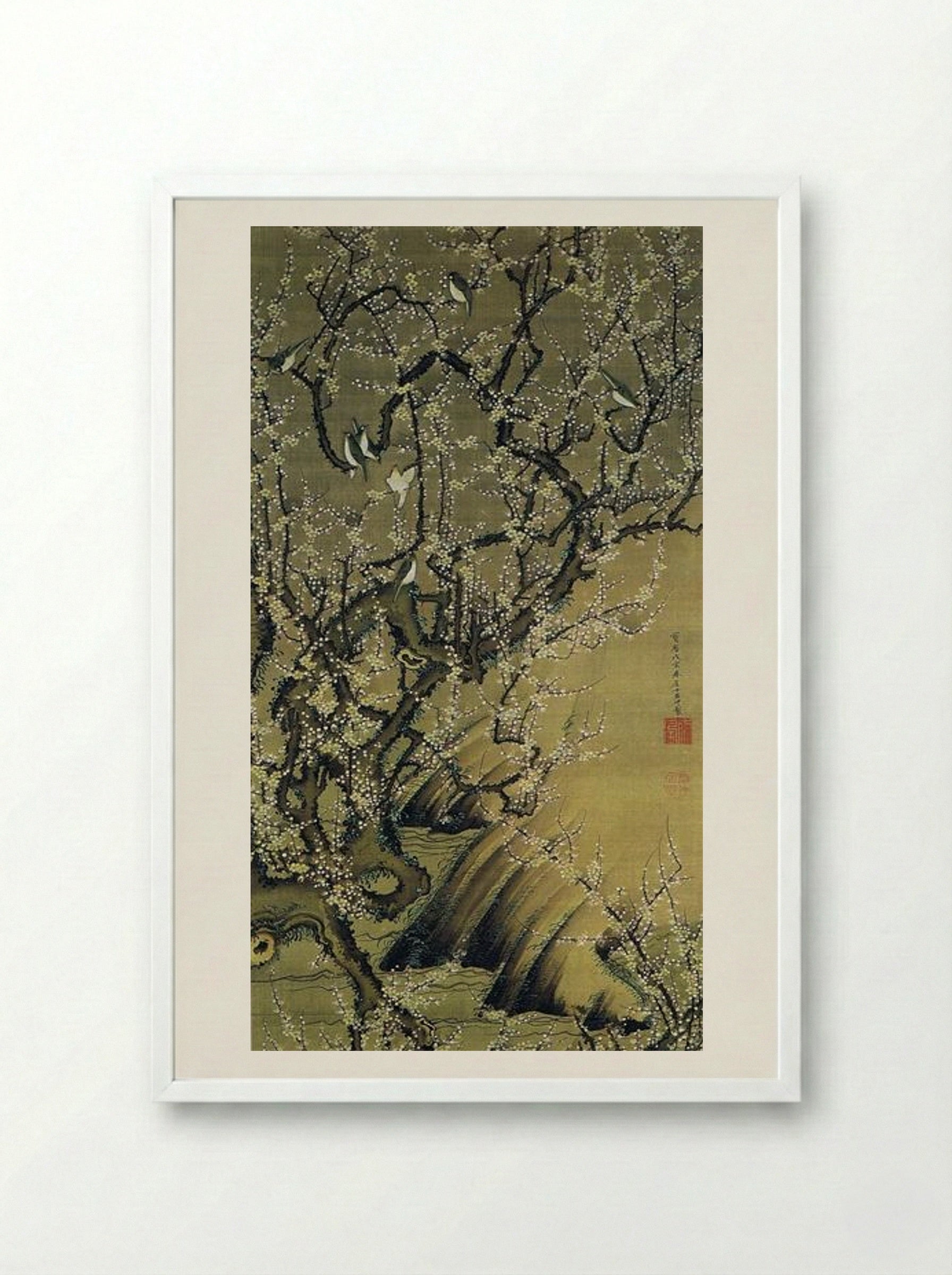 Baika shokinzu - Ito Jakuchu - Framed Print White