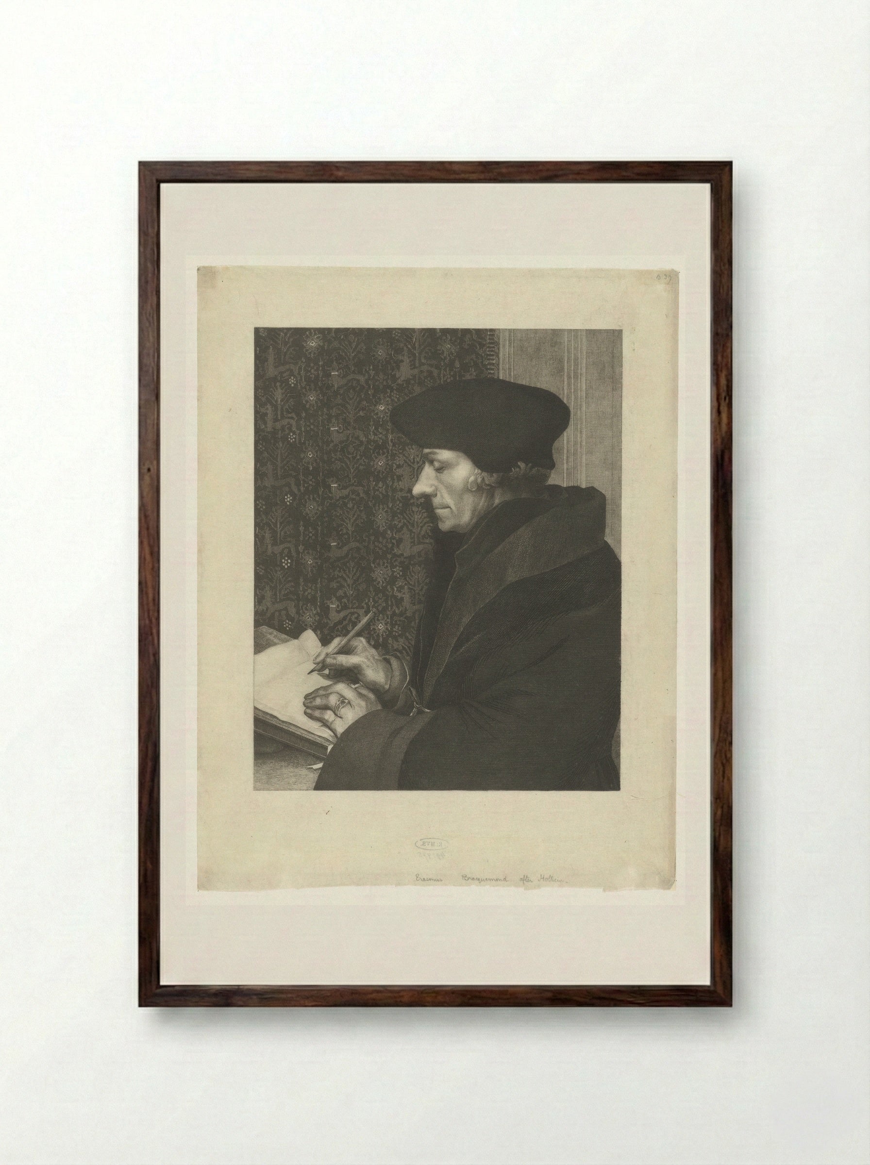 Portret van Desiderius Erasmus - Félix Bracquemond - Framed Print Dark Wood