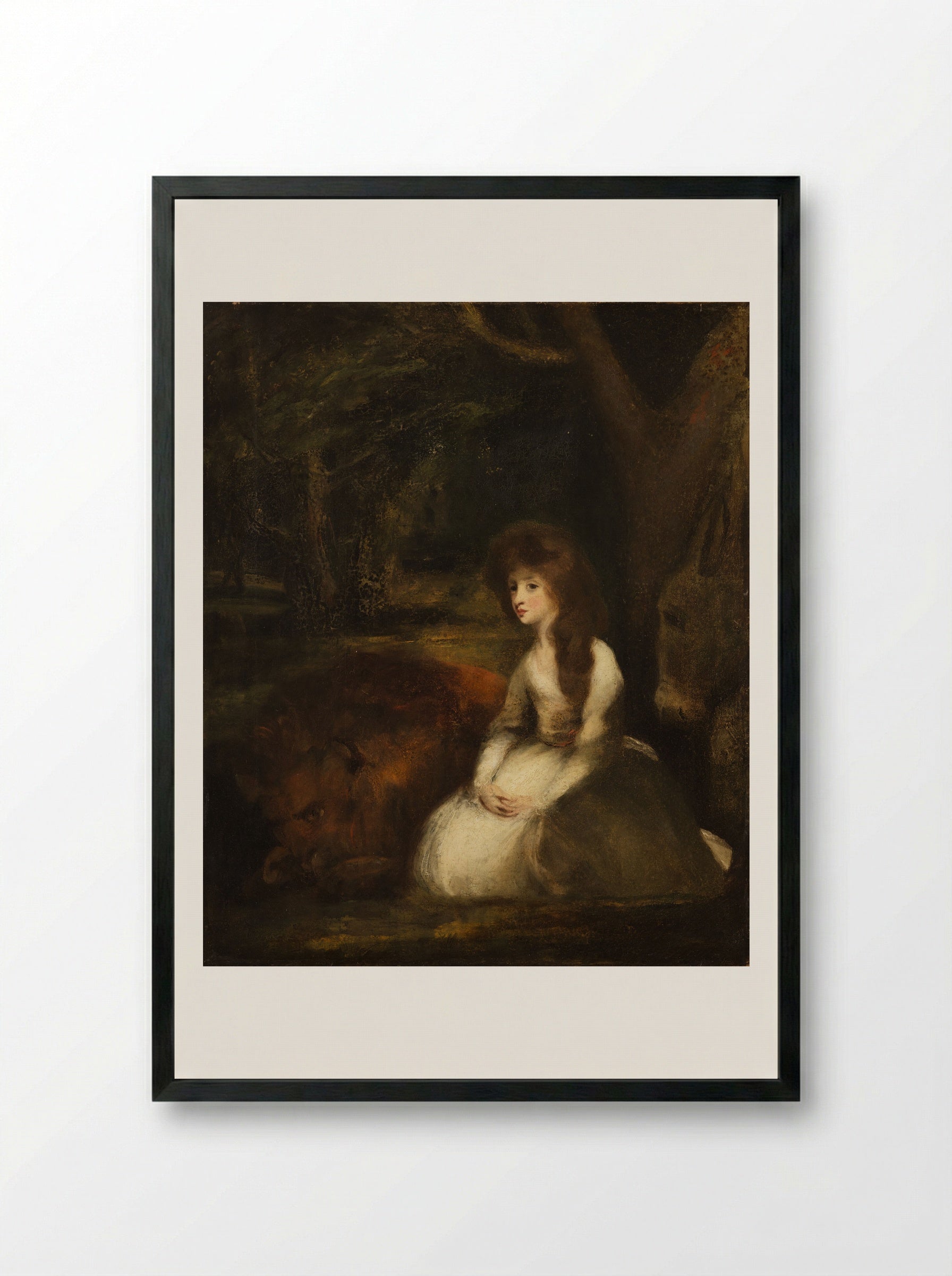 Miss Elizabeth Beauclerc as Una with the Lion - Sir Joshua Reynolds - Framed Print Black
