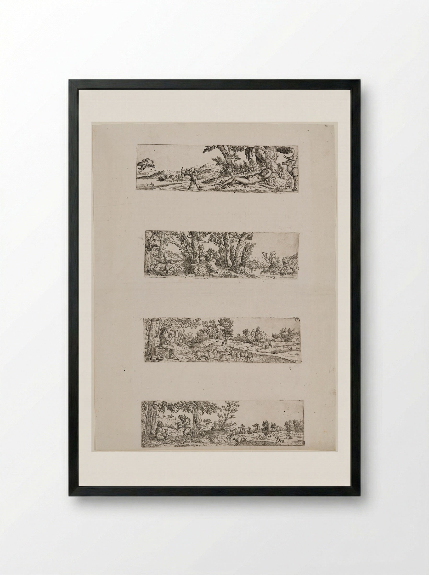 Four Mythological Landscapes - Fine Art Print - Framed Print Black