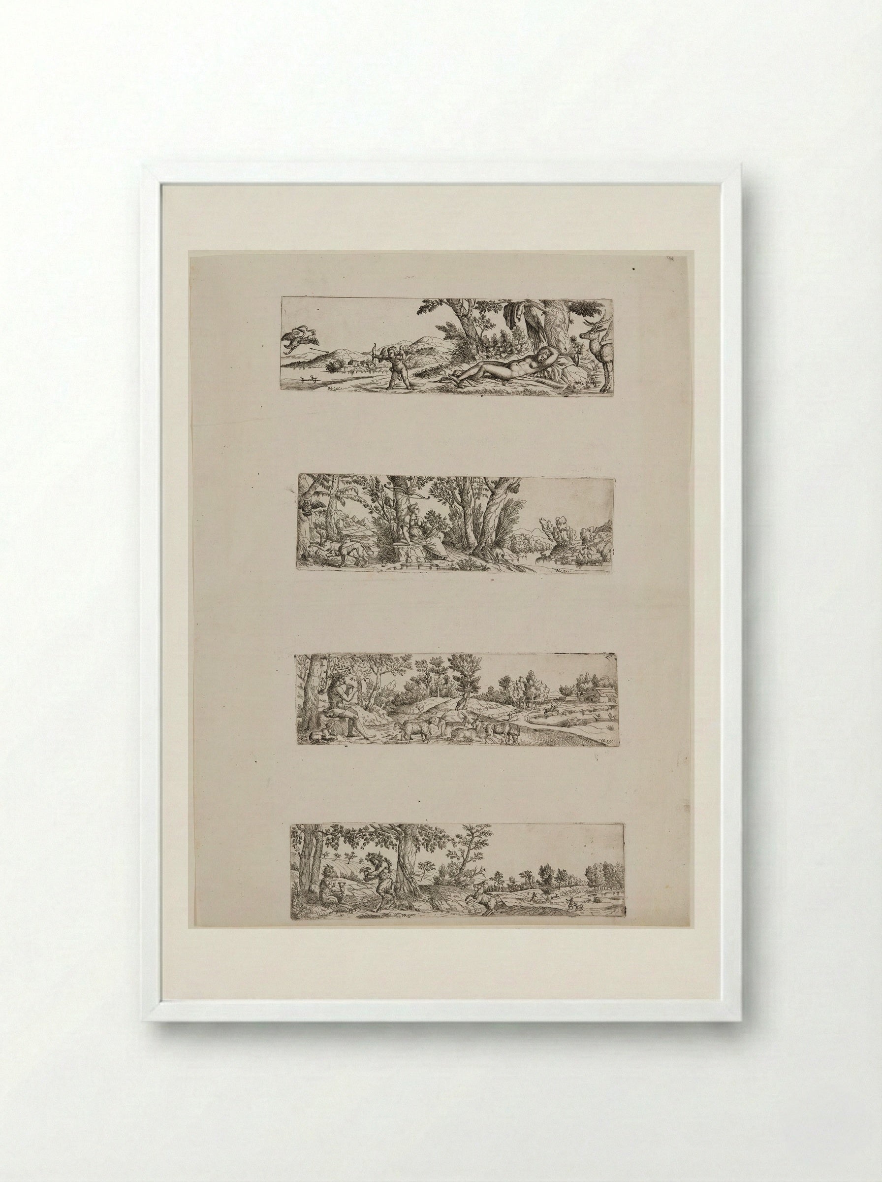 Four Mythological Landscapes - Fine Art Print - Framed Print White