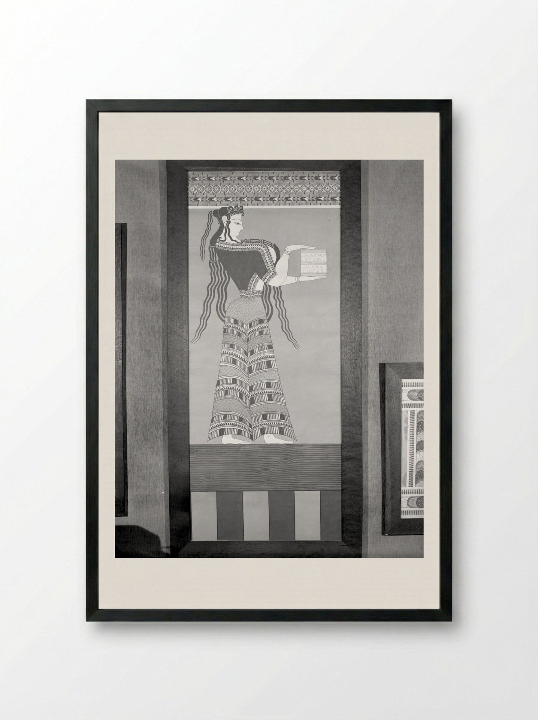 Woman Carrying a Casket - Fine Art Print - Framed Print Black