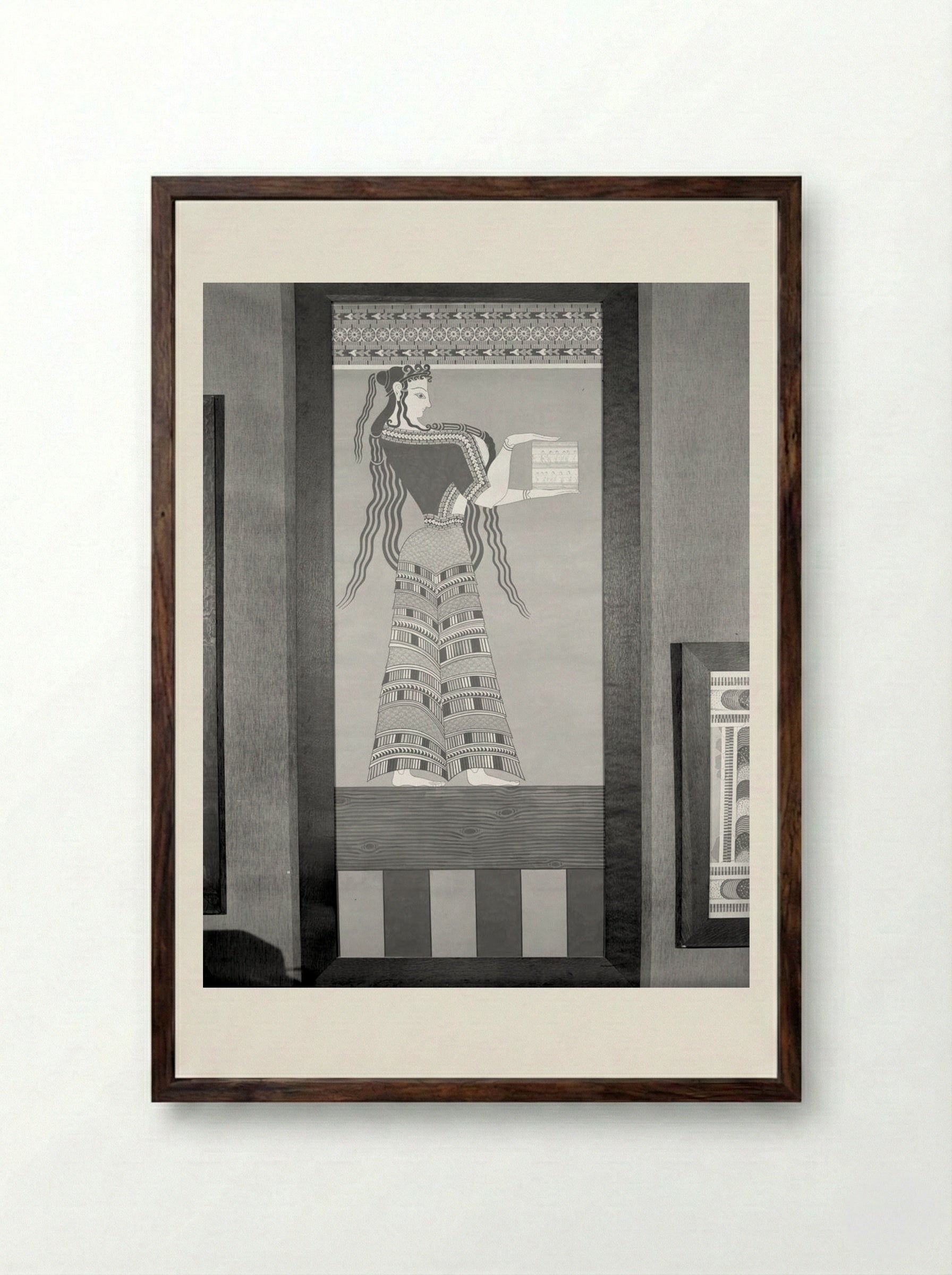 Woman Carrying a Casket - Fine Art Print - Framed Print Dark Wood