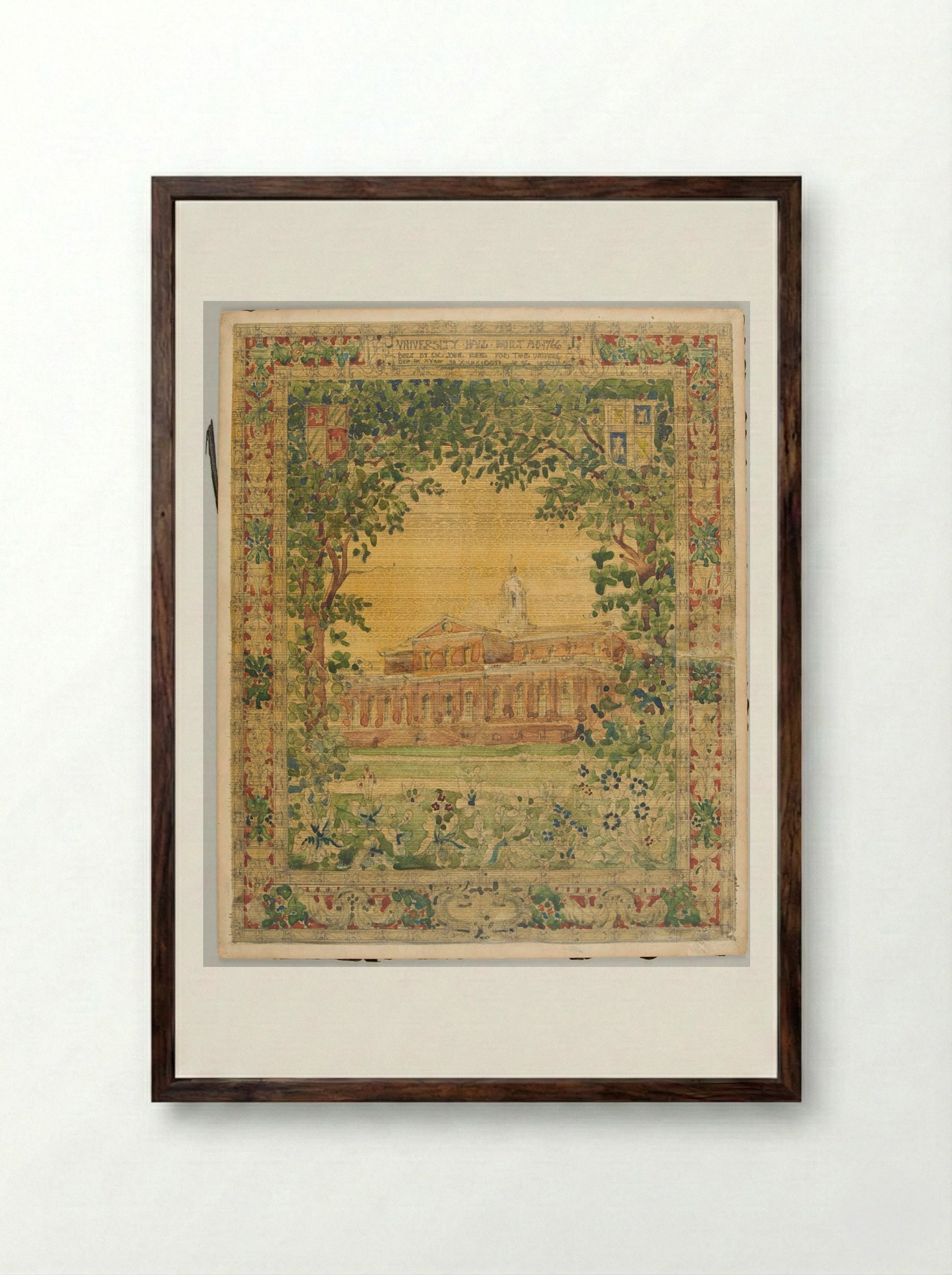 University Hall, Harvard - Solis Prints - Framed Print Dark Wood