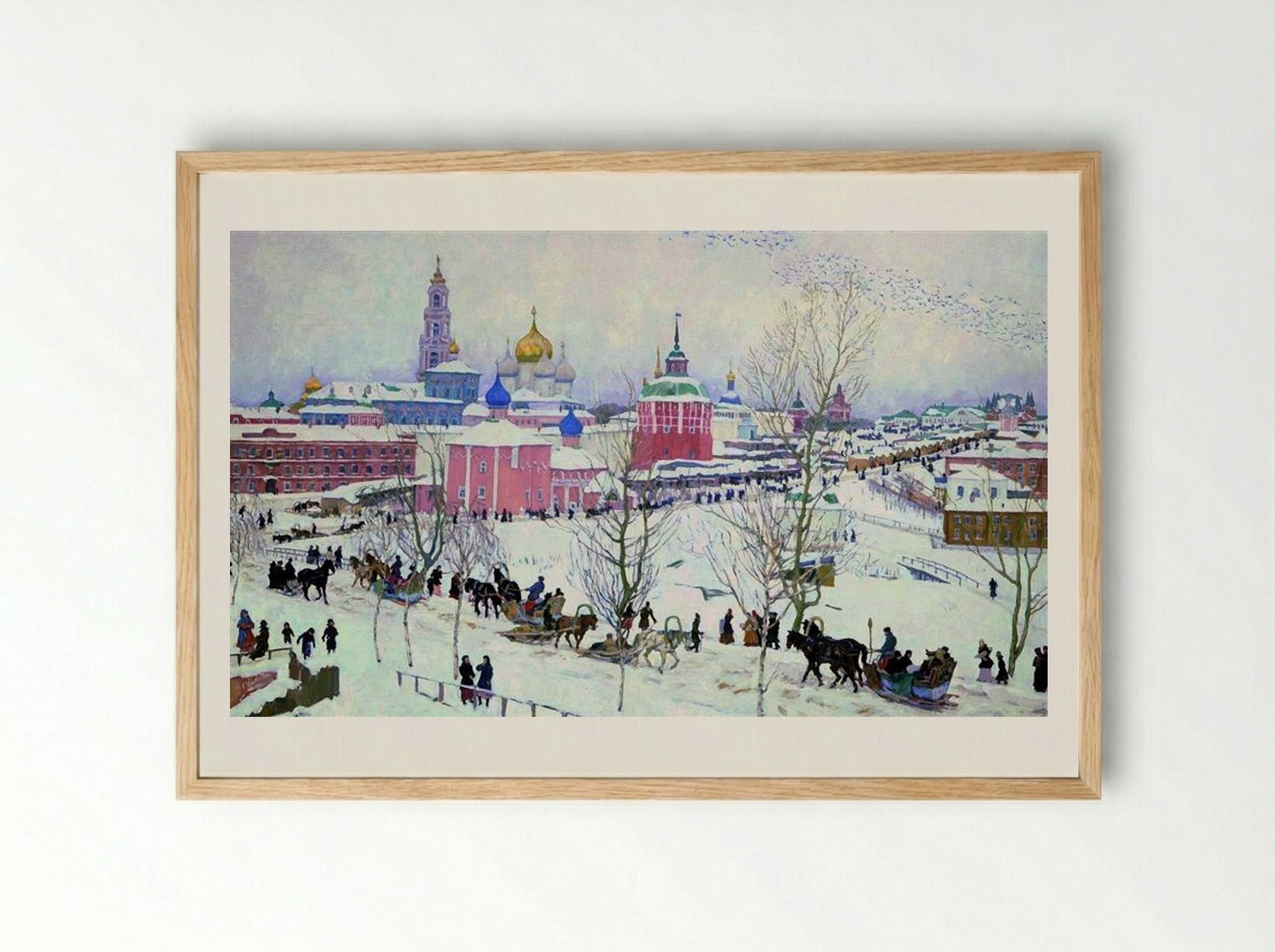 The Troitse-Sergiyev Monastery in Winter - Konstantin Yuon - Framed Print Wood
