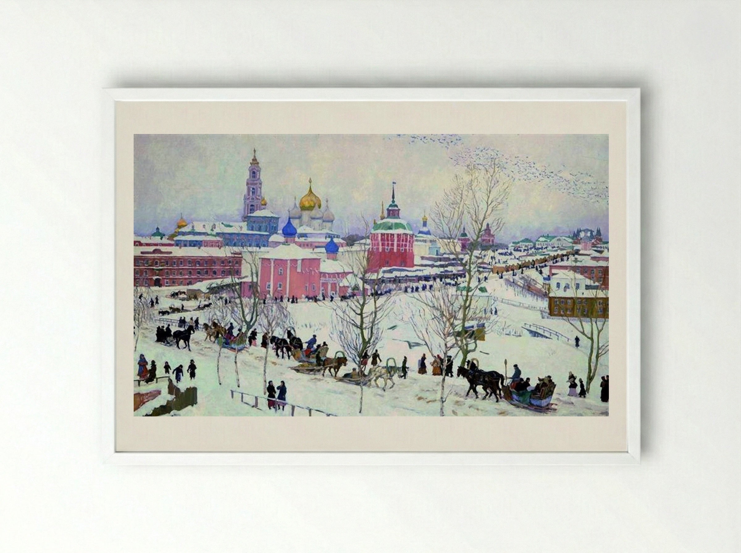 The Troitse-Sergiyev Monastery in Winter - Konstantin Yuon - Framed Print White