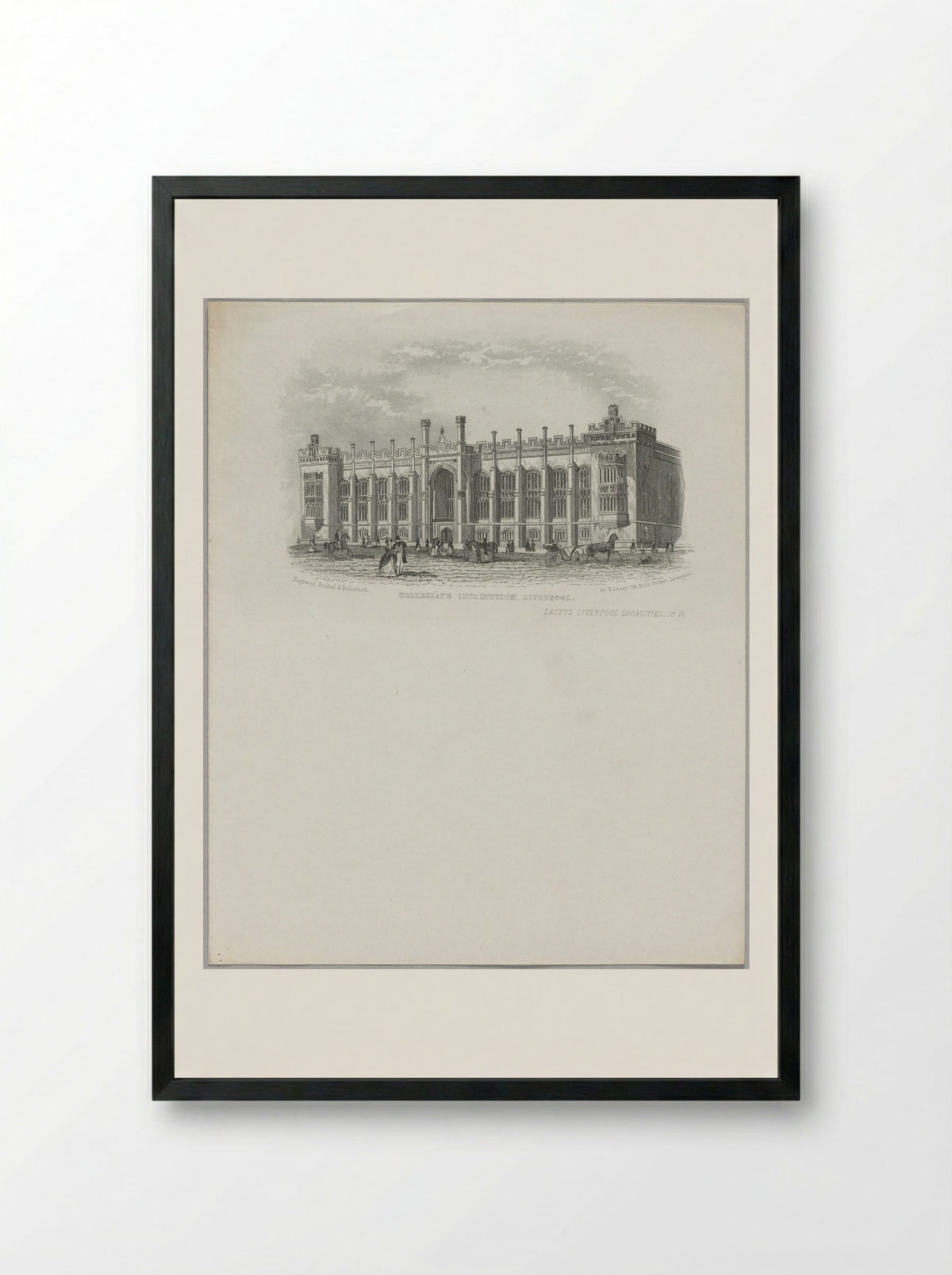 Collegiate Institution, Liverpool - Fine Art Print - Framed Print Black