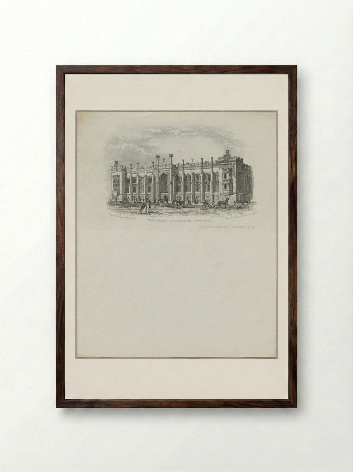 Collegiate Institution, Liverpool - Fine Art Print - Framed Print Dark Wood