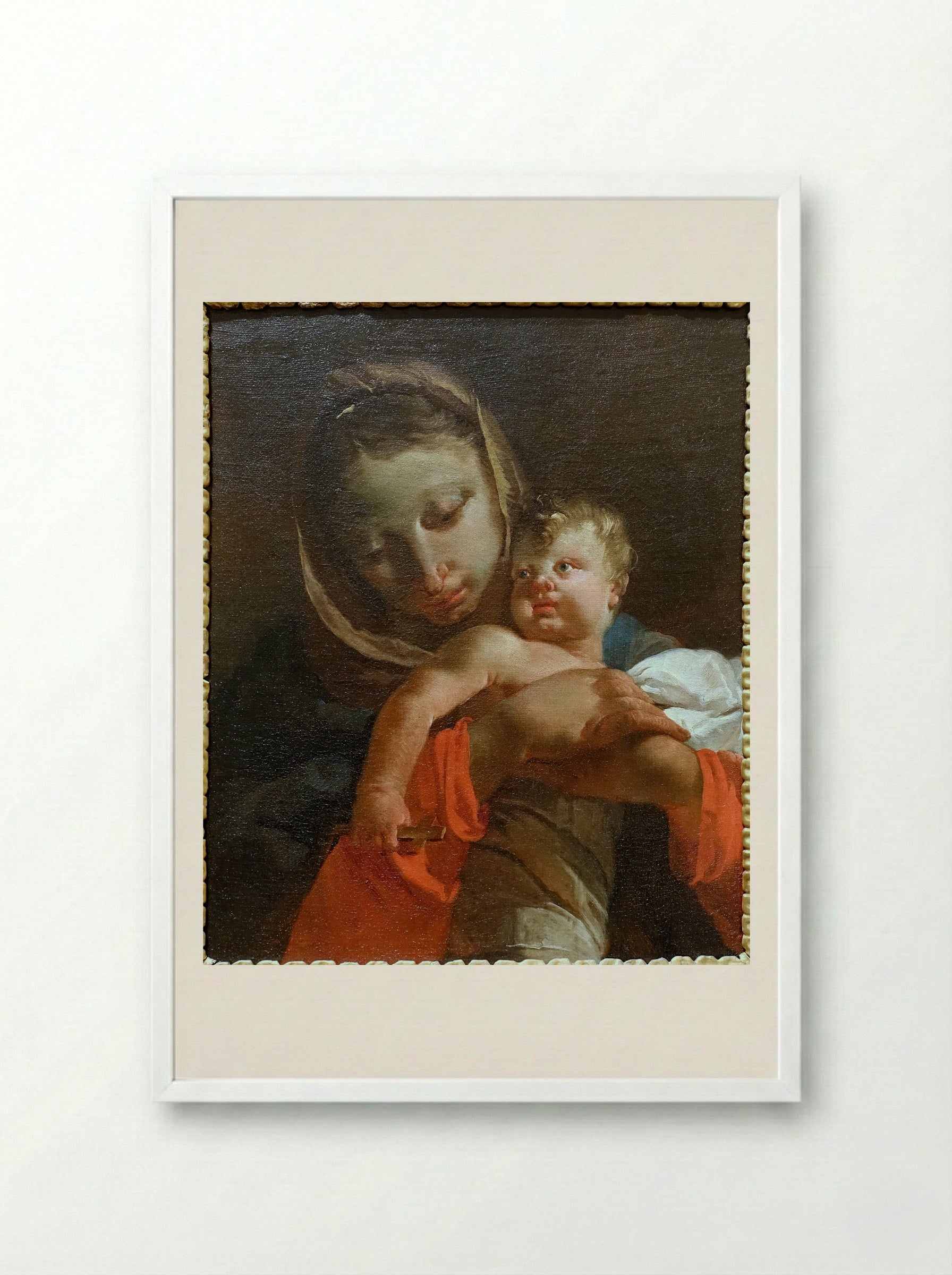 Madonna and Child - Giovanni Battista Tiepolo - Framed Print White