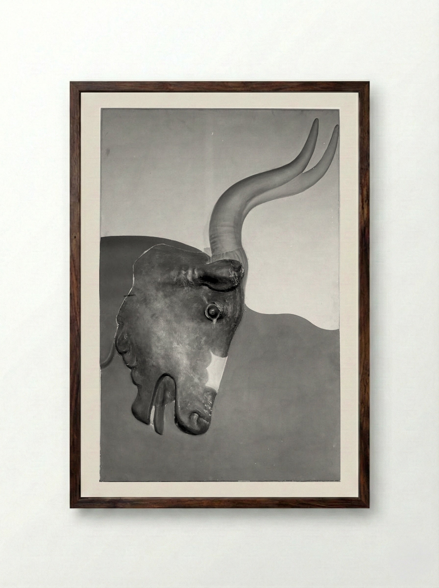 Untitled (Bull Relief and Fresco Reproduction) - Solis Prints - Framed Print Dark Wood