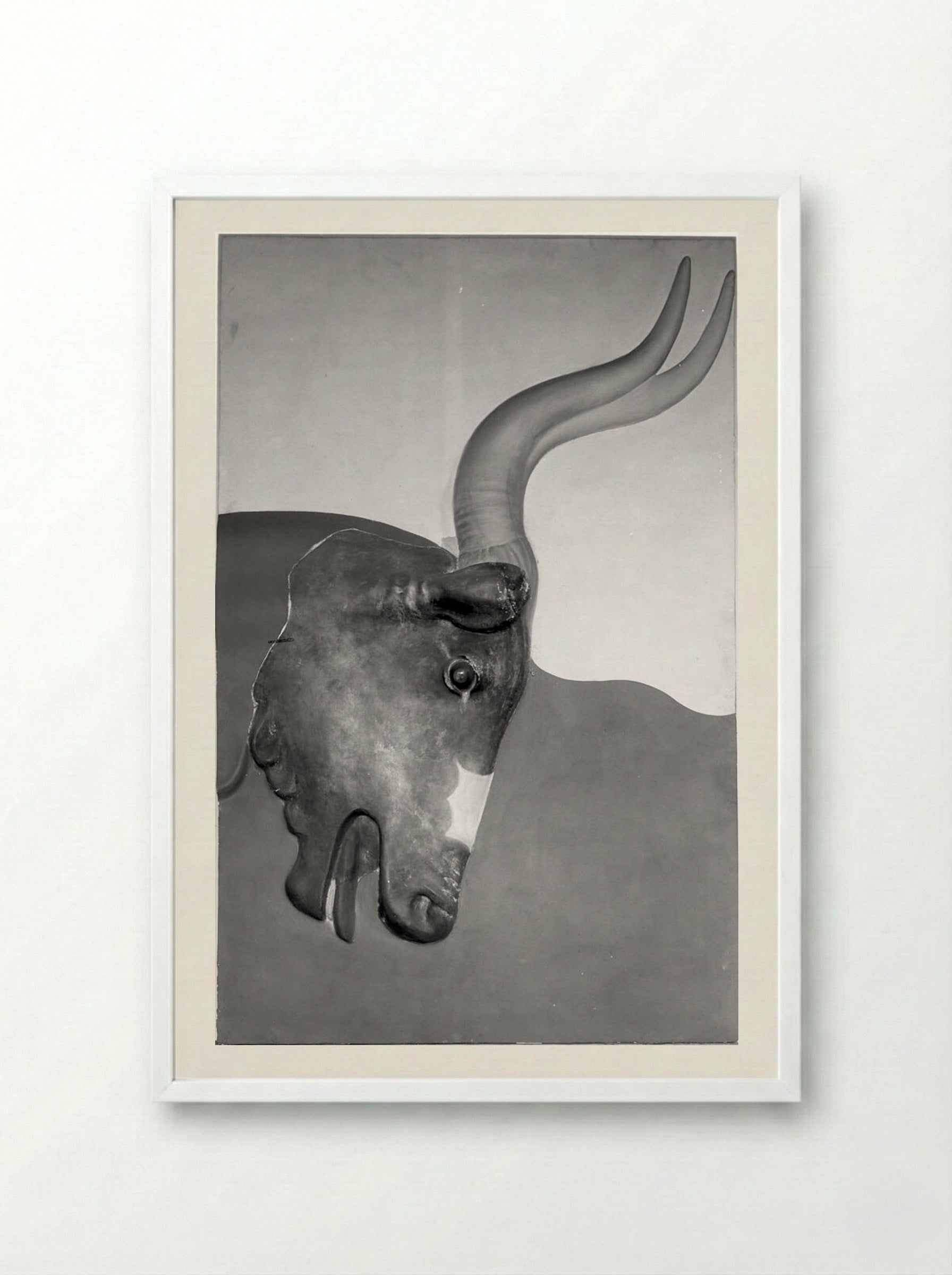 Untitled (Bull Relief and Fresco Reproduction) - Solis Prints - Framed Print White