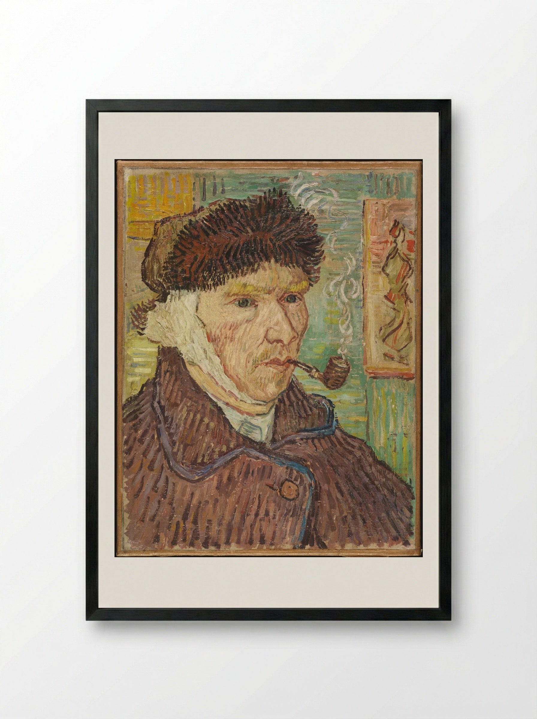 Self-Portrait with Bandaged Ear - Vincent van Gogh - Framed Print Black