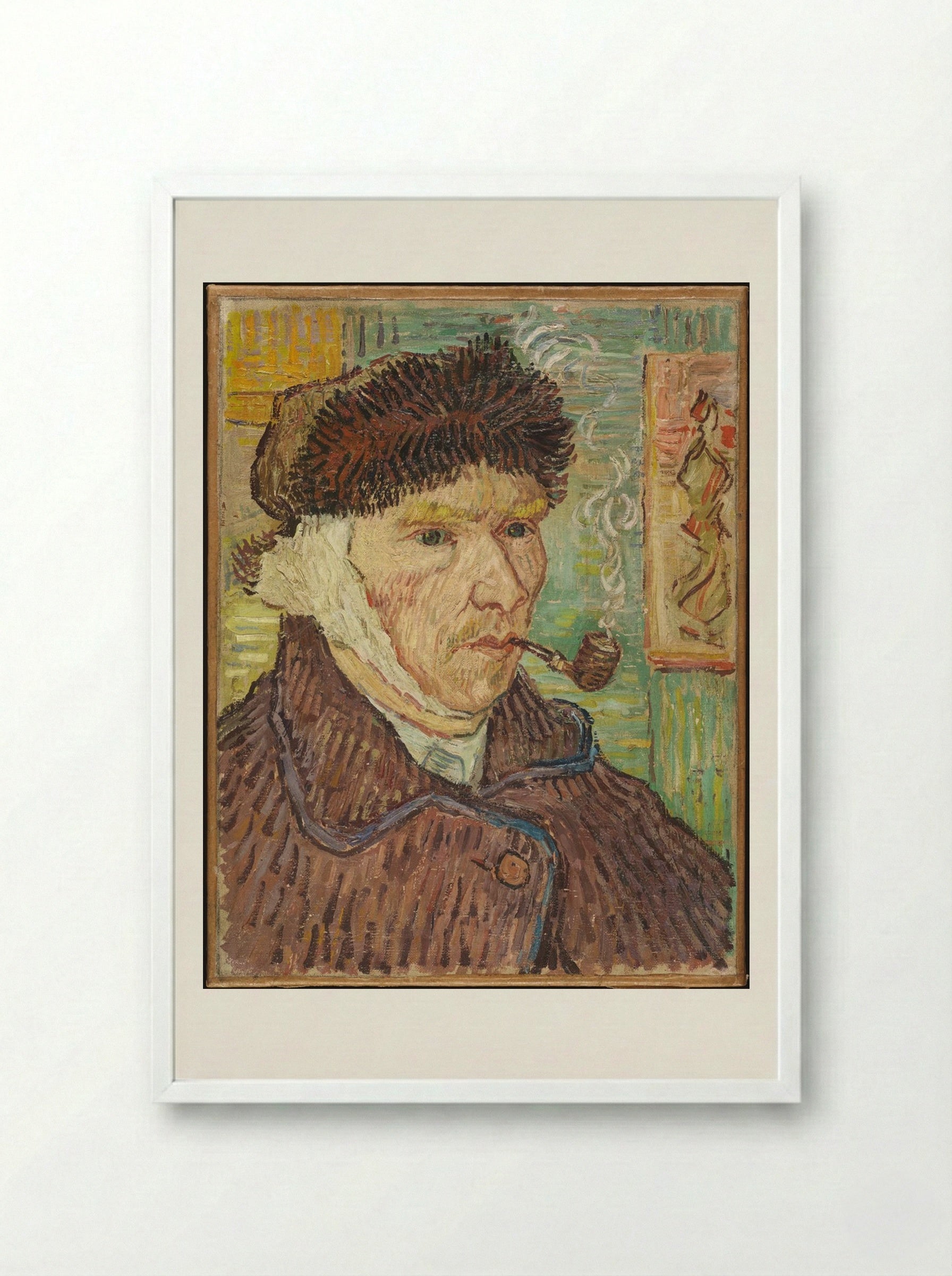 Self-Portrait with Bandaged Ear - Vincent van Gogh - Framed Print White