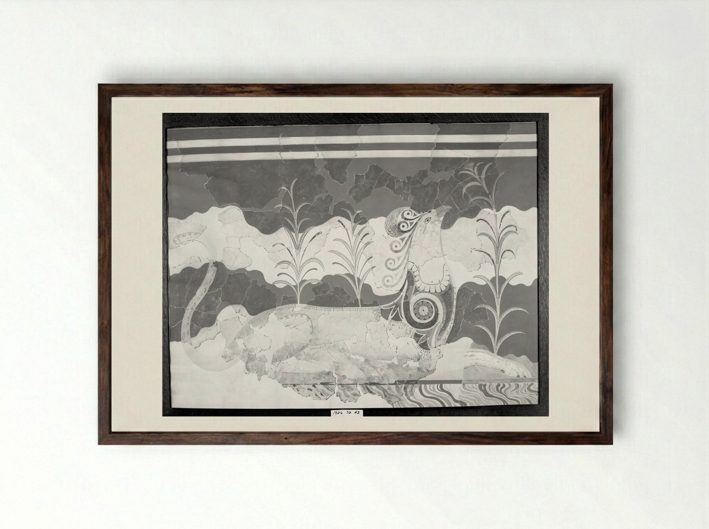 Griffin (after a fresco from the Throne Room in the Palace of Knossos, Crete) - Fine Art Print - Framed Print Dark Wood