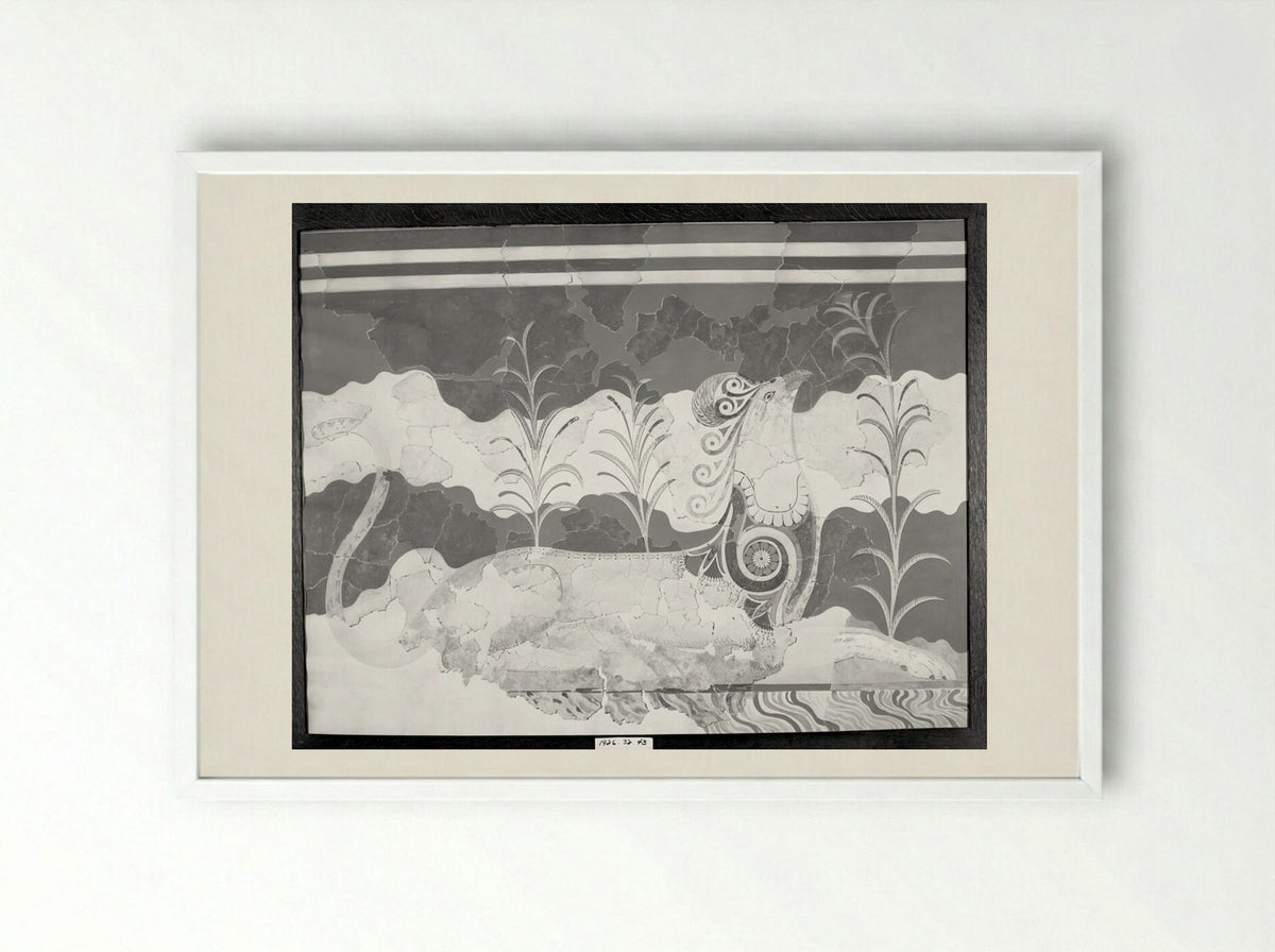 Griffin (after a fresco from the Throne Room in the Palace of Knossos, Crete) - Fine Art Print - Framed Print White