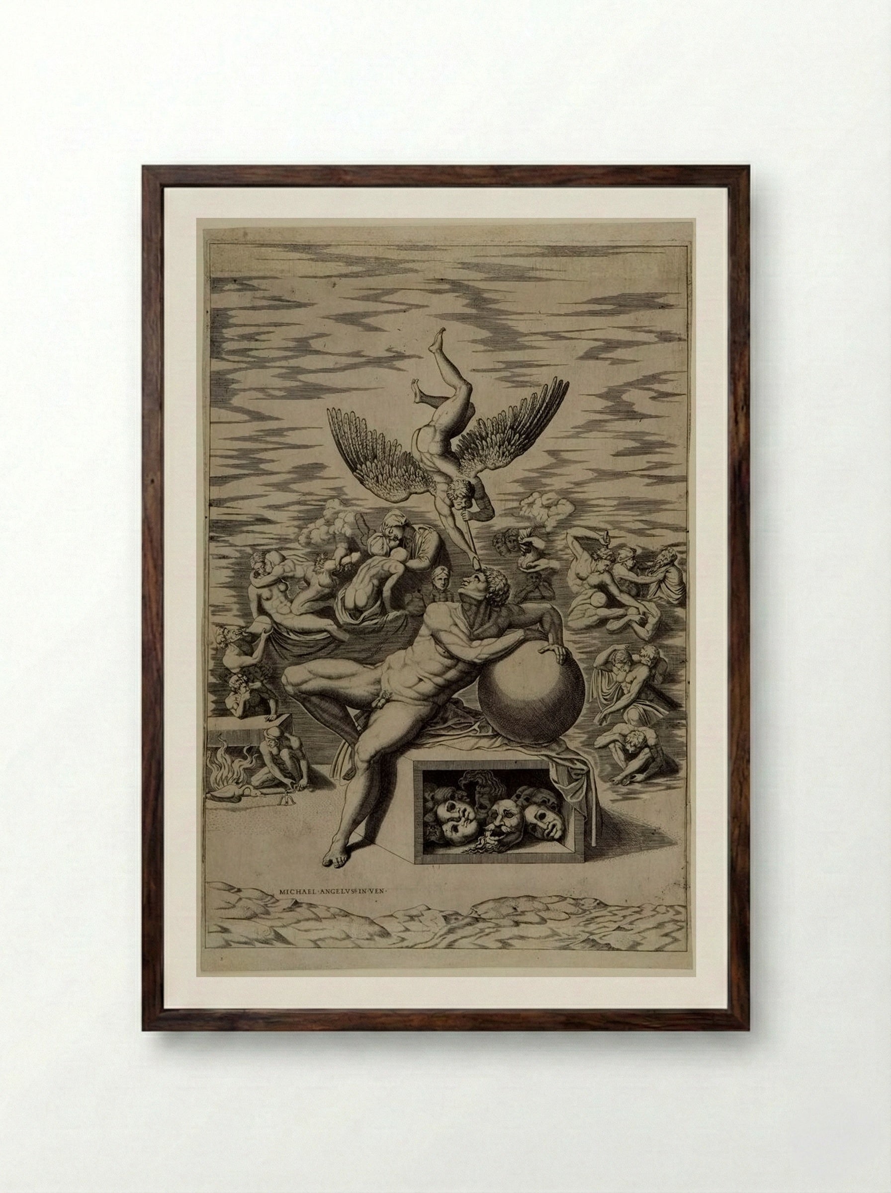 The Dream of Human Life - Nicolas Beatrizet - Framed Print Dark Wood