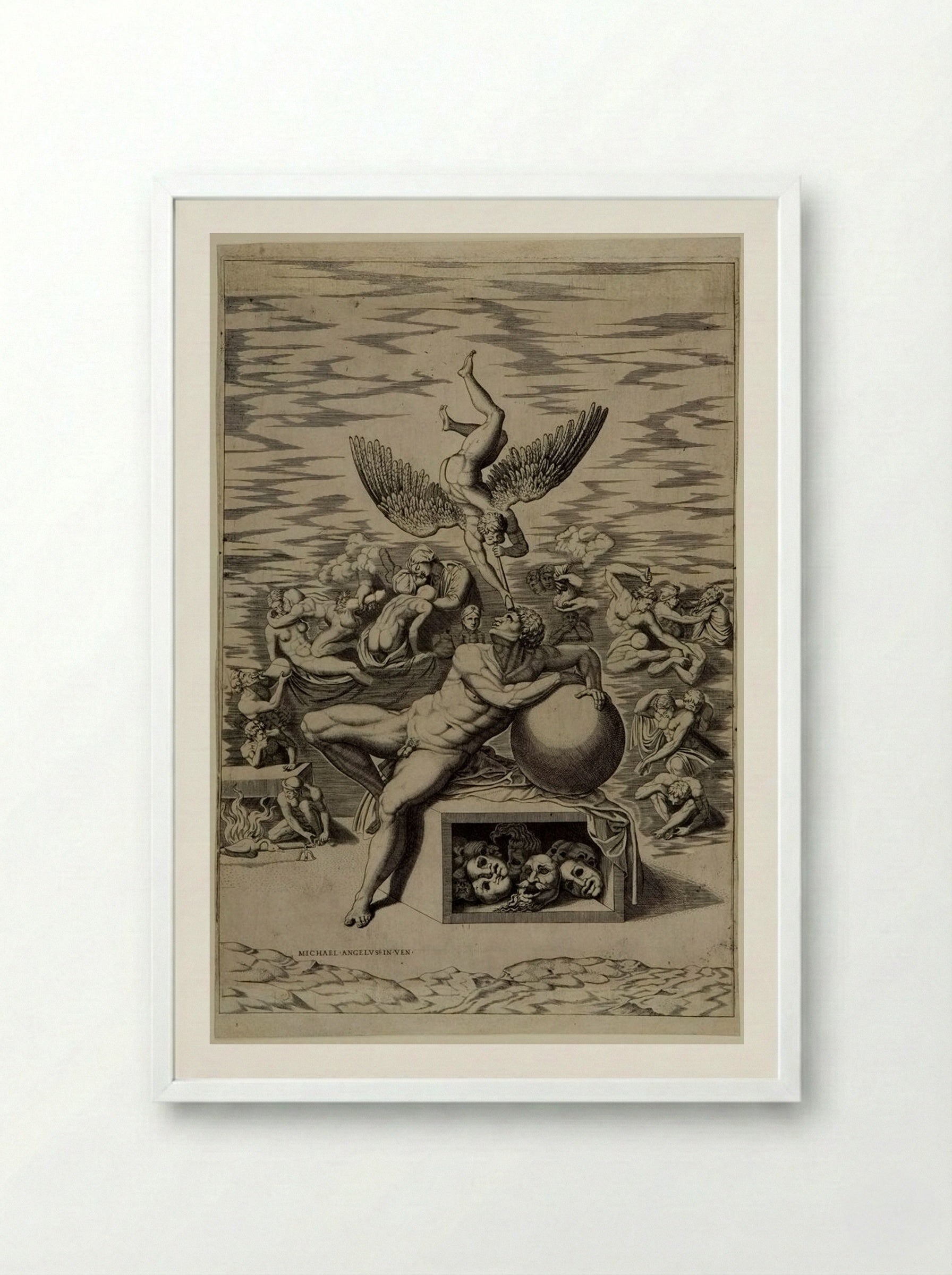 The Dream of Human Life - Nicolas Beatrizet - Framed Print White