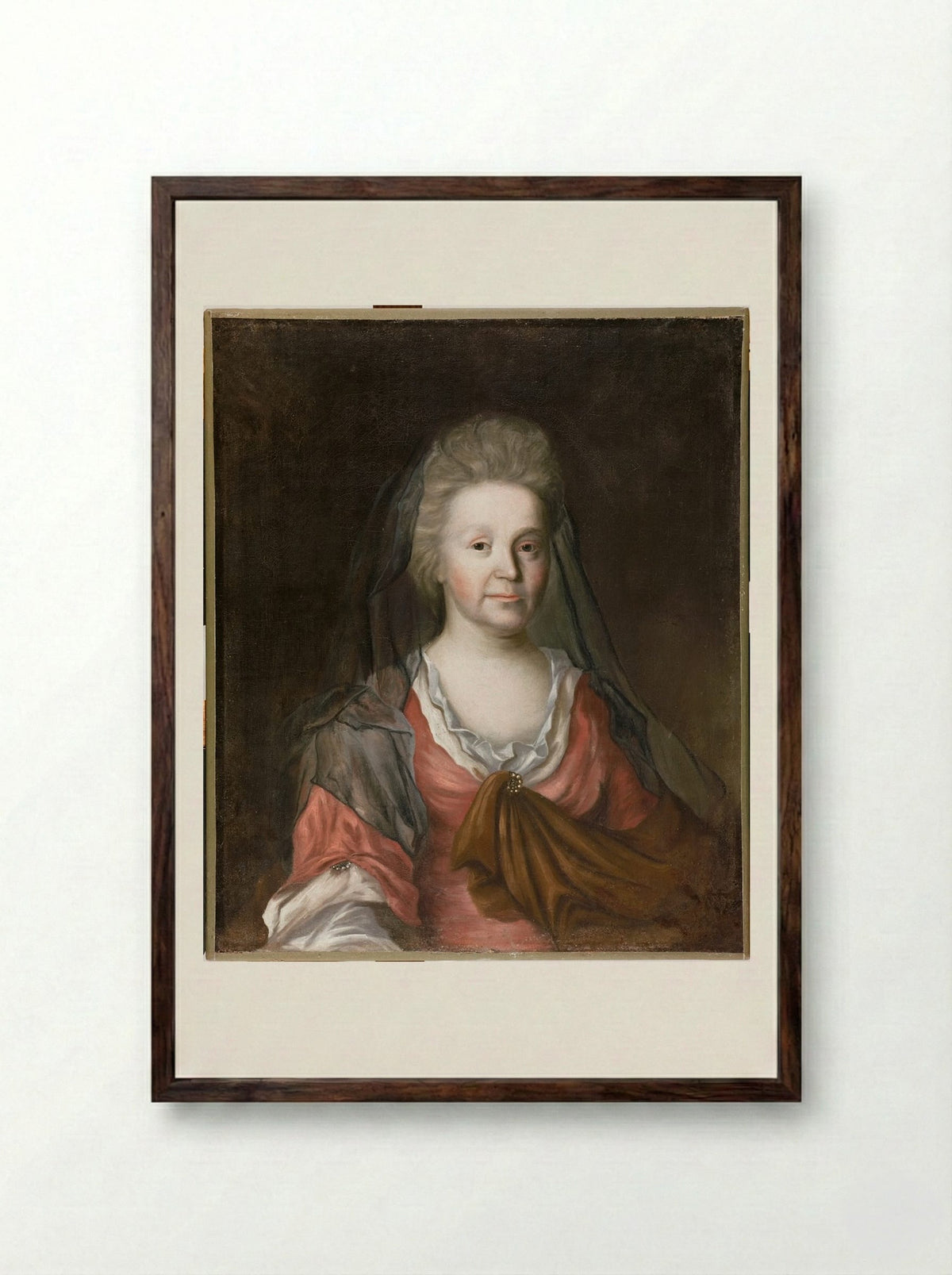 Rebecca Tyng Dudley (Mrs. Joseph Dudley) - Fine Art Print - Framed Print Dark Wood