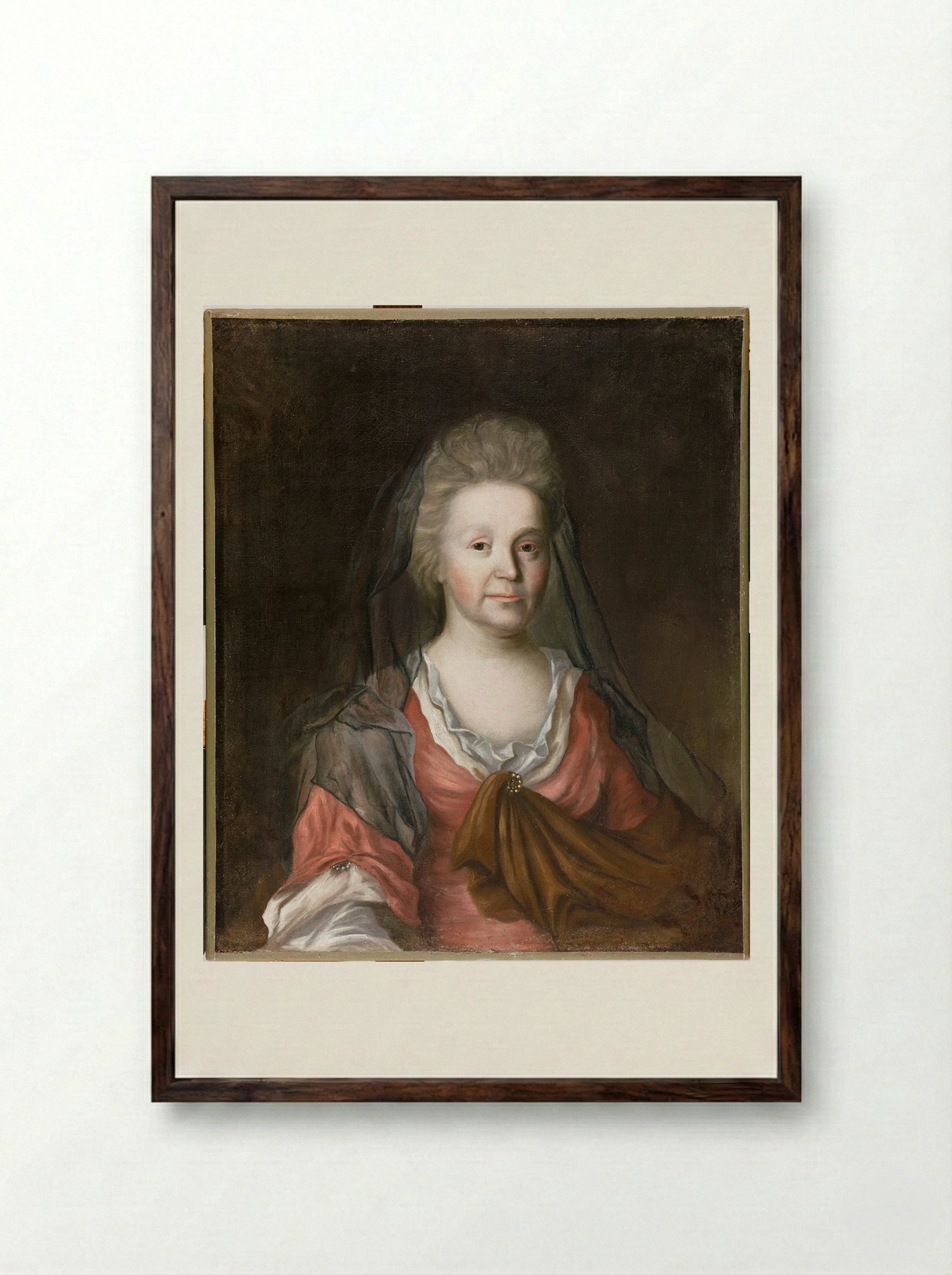 Rebecca Tyng Dudley (Mrs. Joseph Dudley) - Fine Art Print - Framed Print Dark Wood
