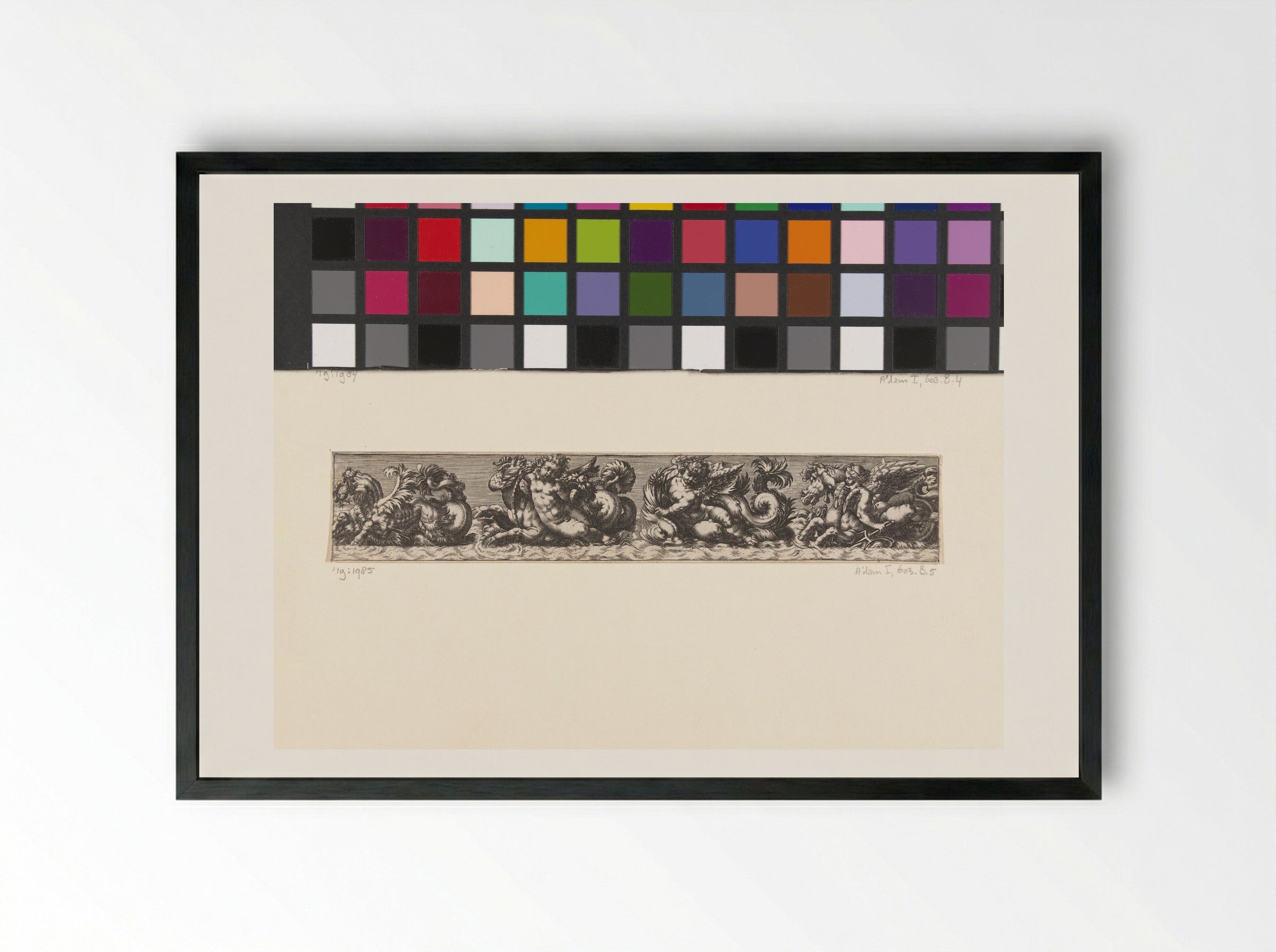 Untitled (Frieze with Sea Creatures and Putti) - Fine Art Print - Framed Print Black