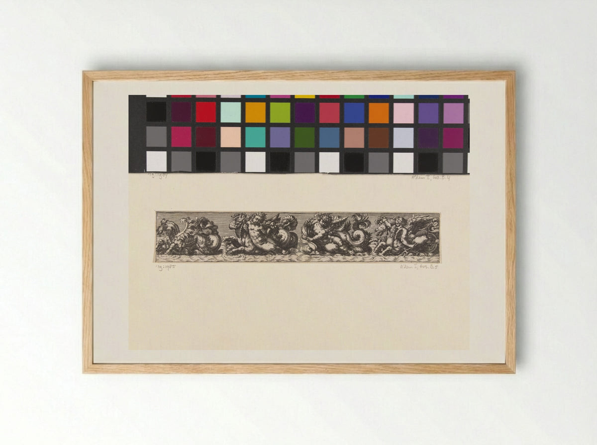 Untitled (Frieze with Sea Creatures and Putti) - Fine Art Print - Framed Print Wood