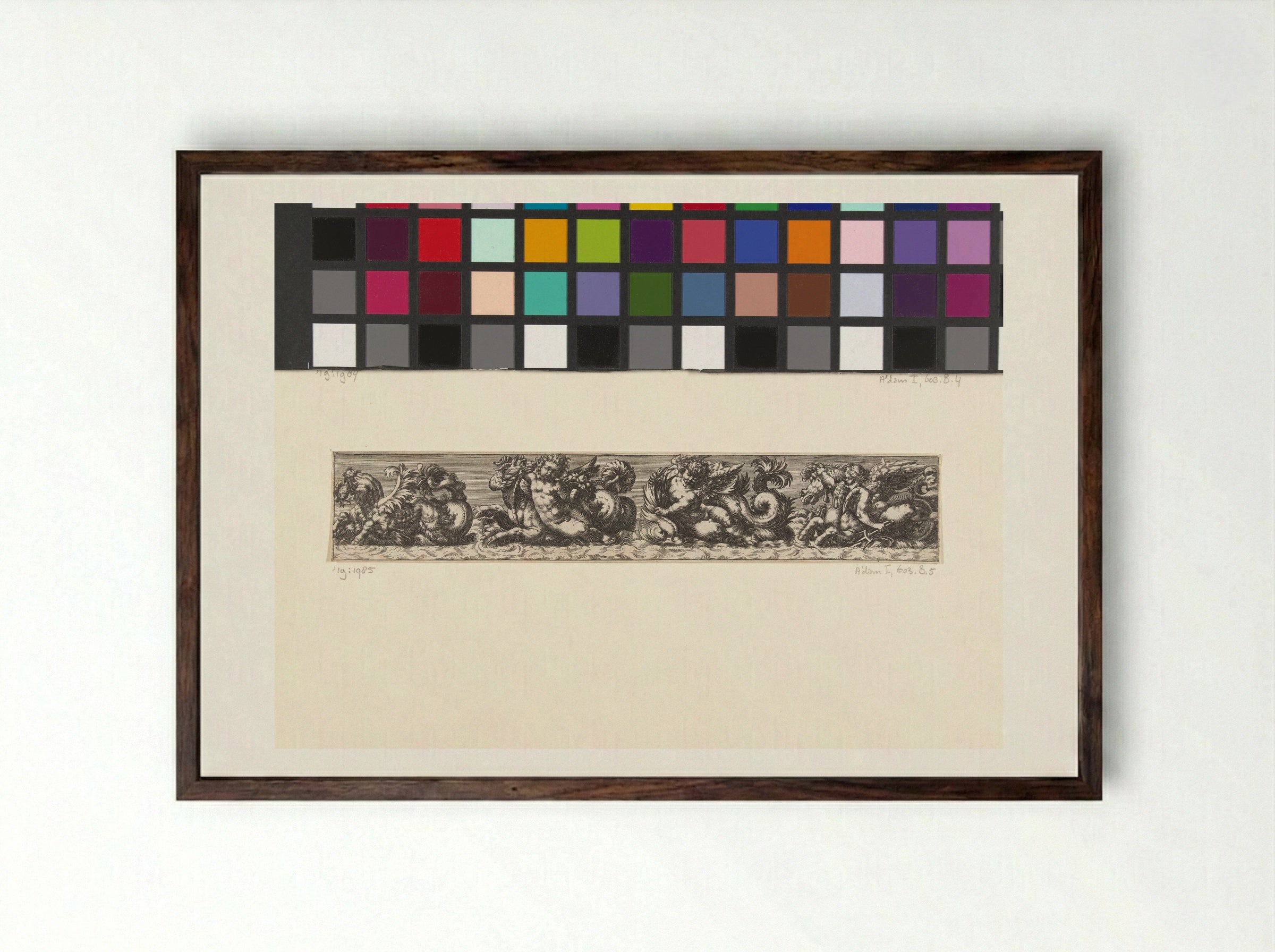 Untitled (Frieze with Sea Creatures and Putti) - Fine Art Print - Framed Print Dark Wood