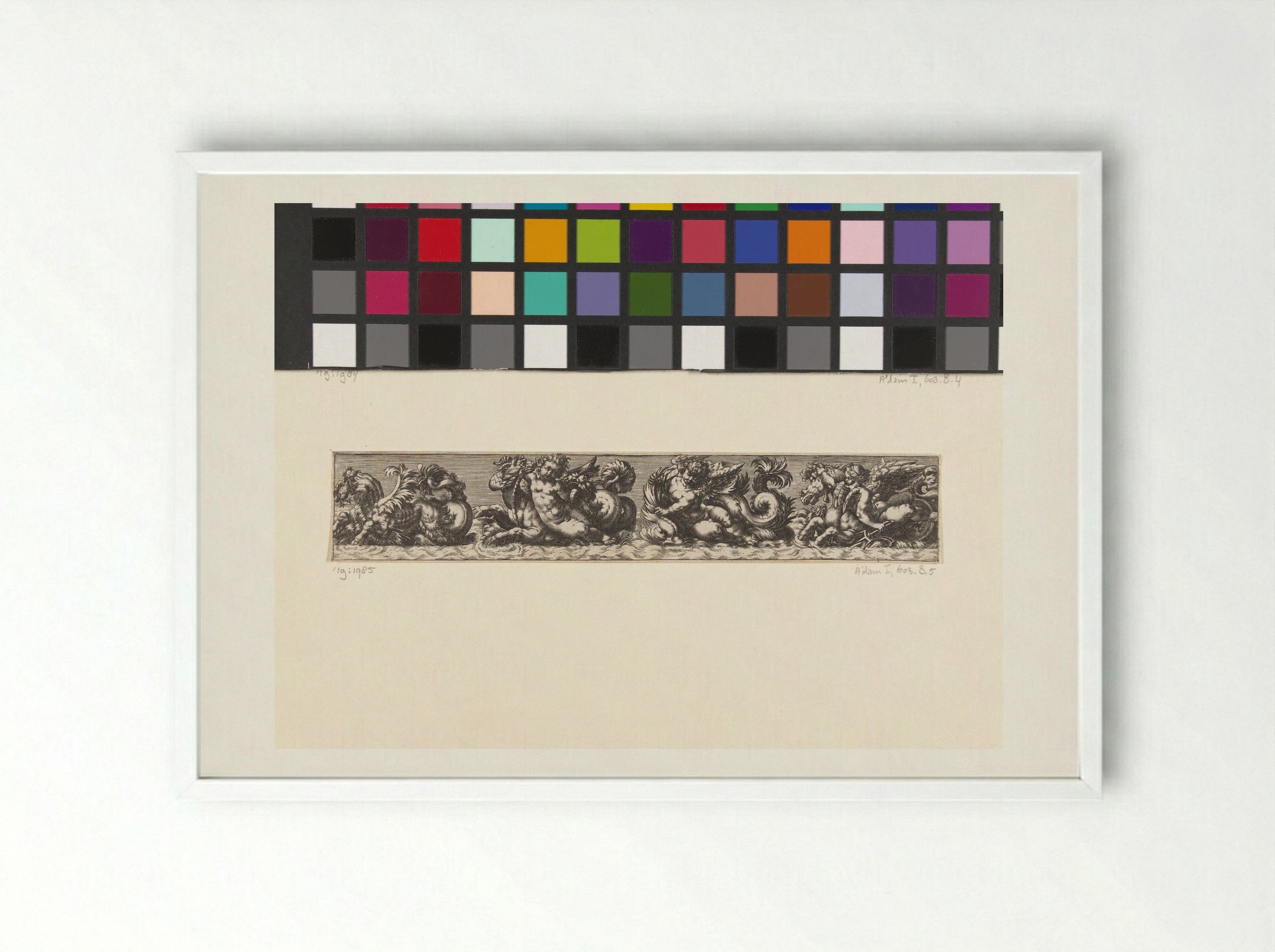 Untitled (Frieze with Sea Creatures and Putti) - Fine Art Print - Framed Print White