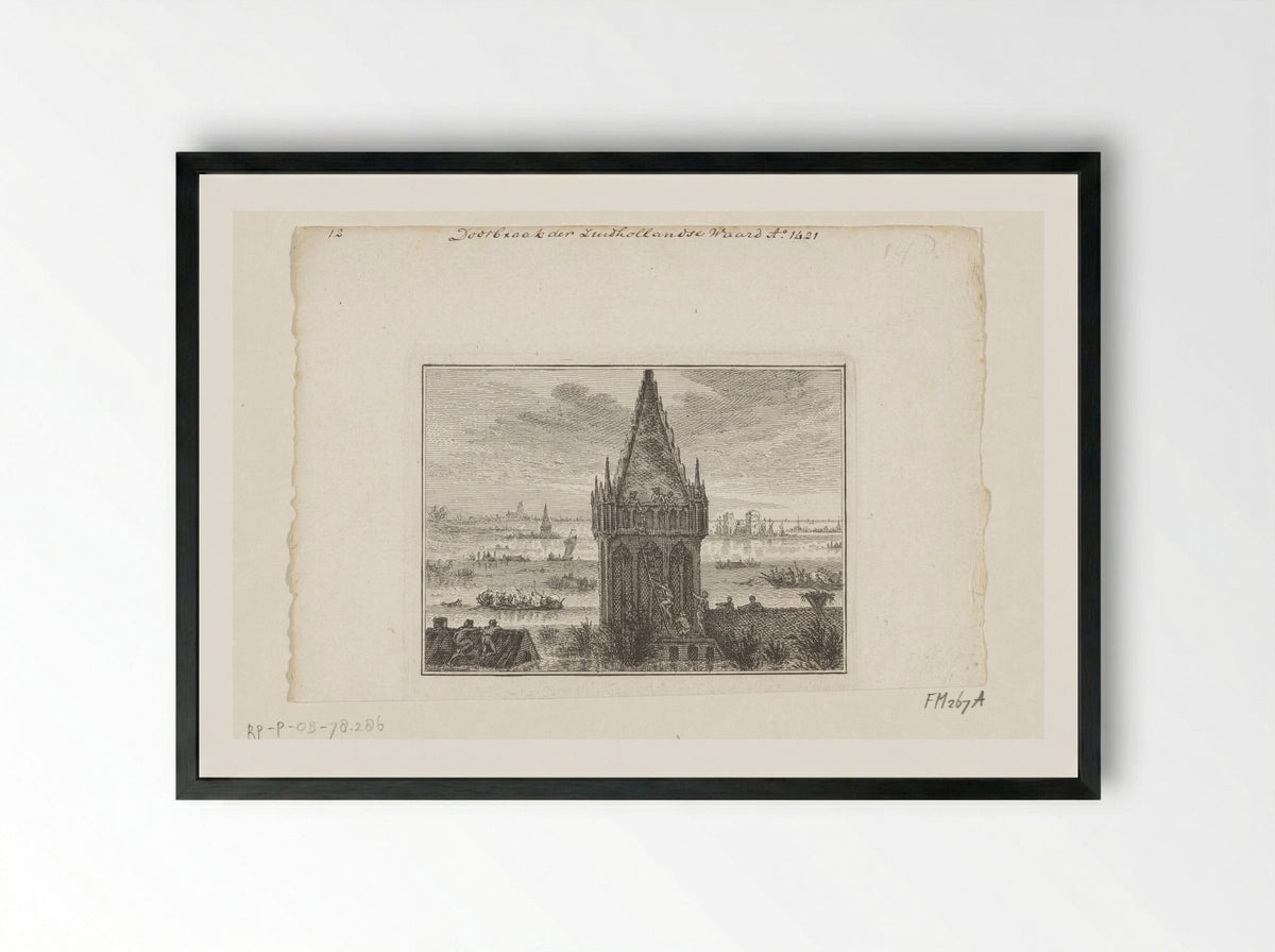 Doorbraak der Zuidhollandse Waard - Unknown Artist - Framed Print Black