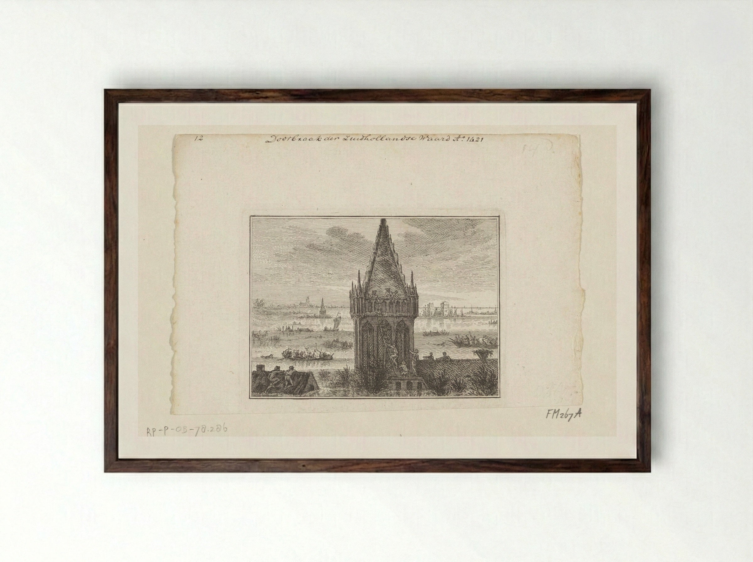 Doorbraak der Zuidhollandse Waard - Unknown Artist - Framed Print Dark Wood