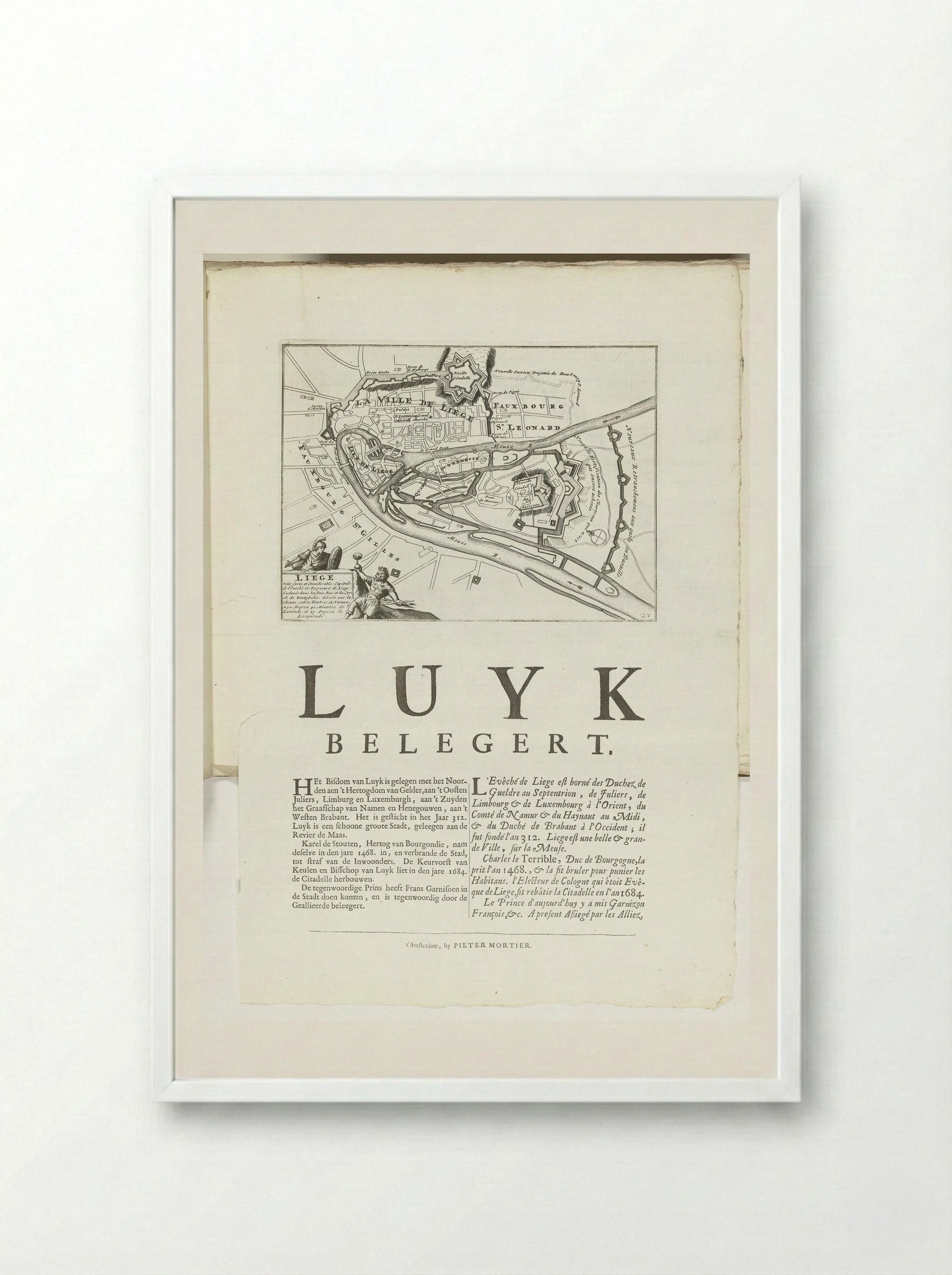 Plattegrond van Luik - Unknown Artist - Framed Print White