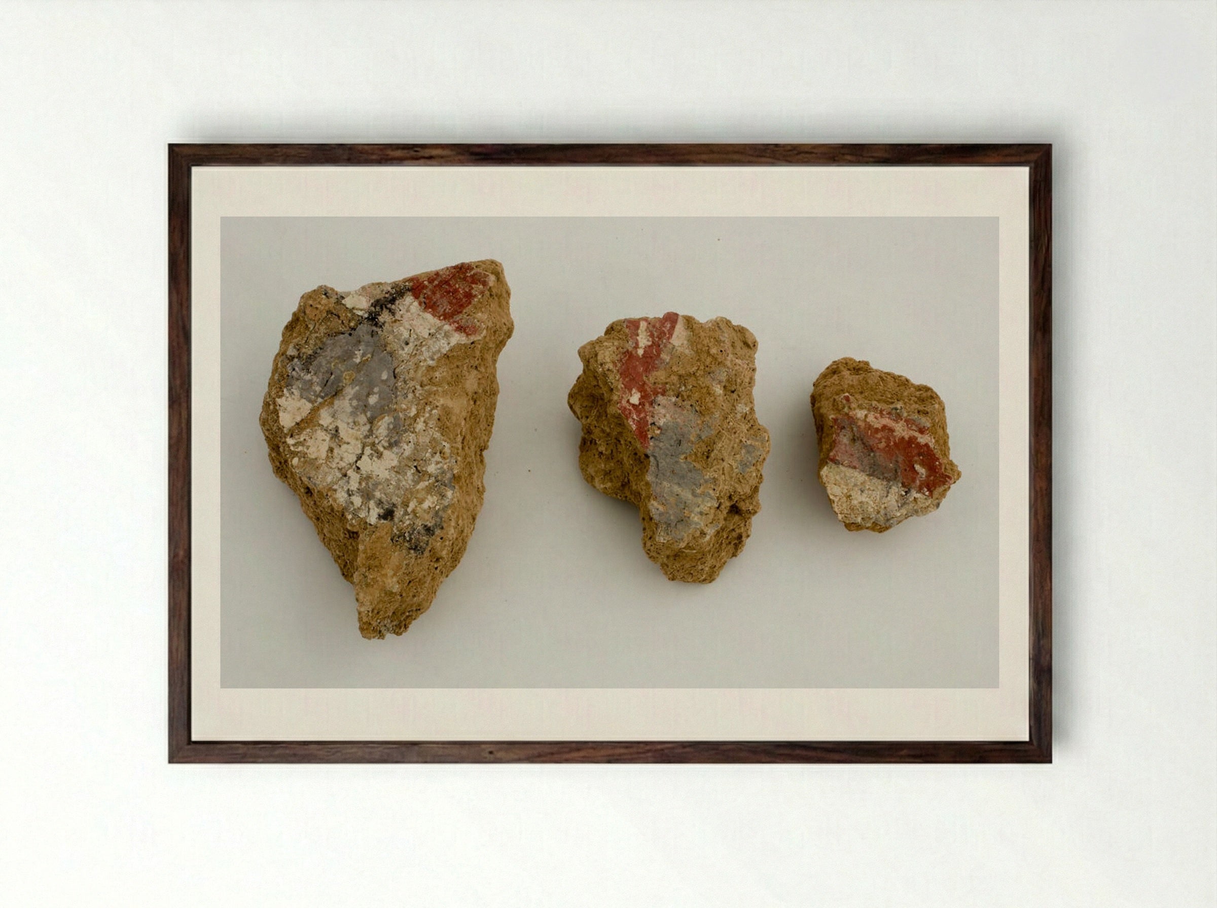 Fragments of Wall Paintings from Nuzi - Unknown Artist - Framed Print Dark Wood