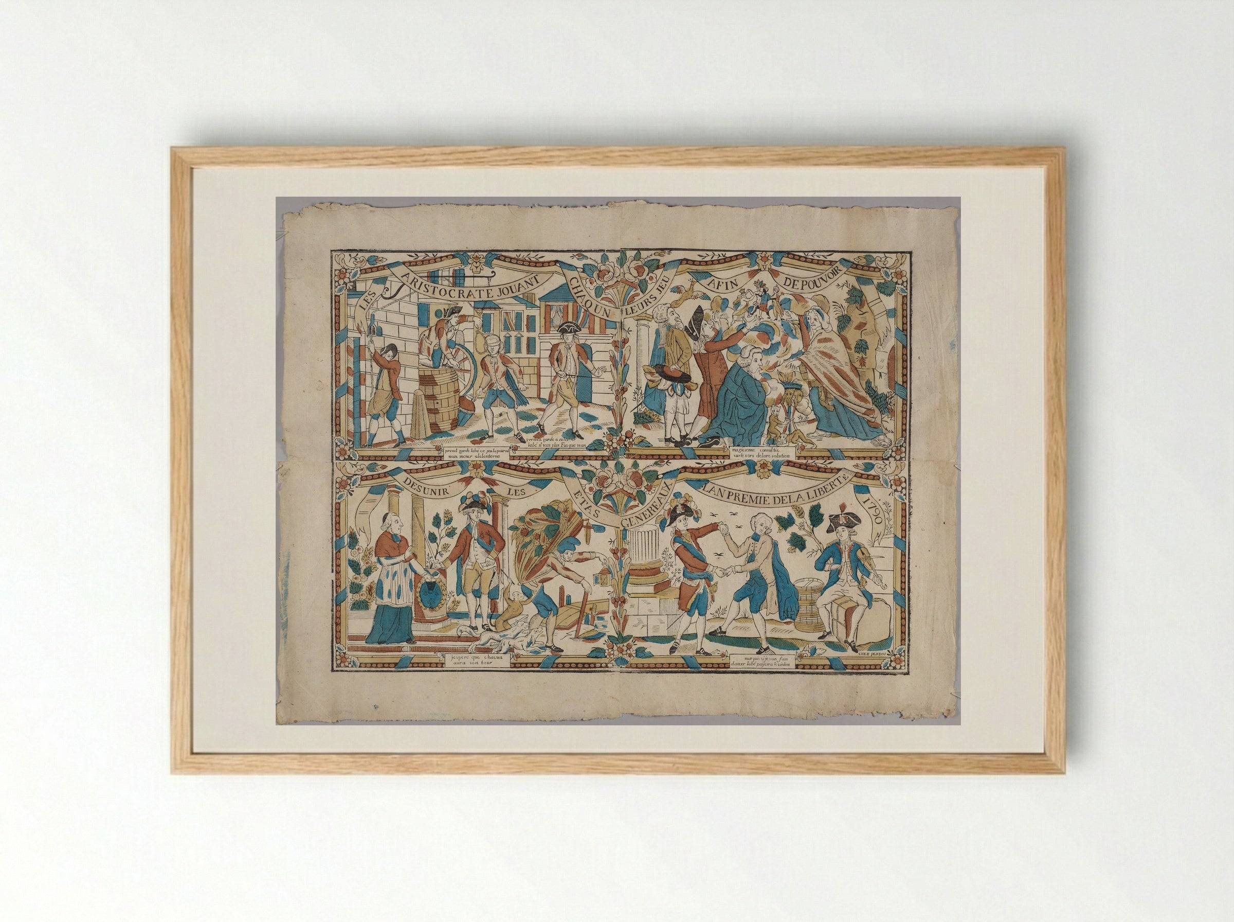 The Aristocrats Each Play their Games to Break up the Estates General - Unidentified Artist - Framed Print Wood