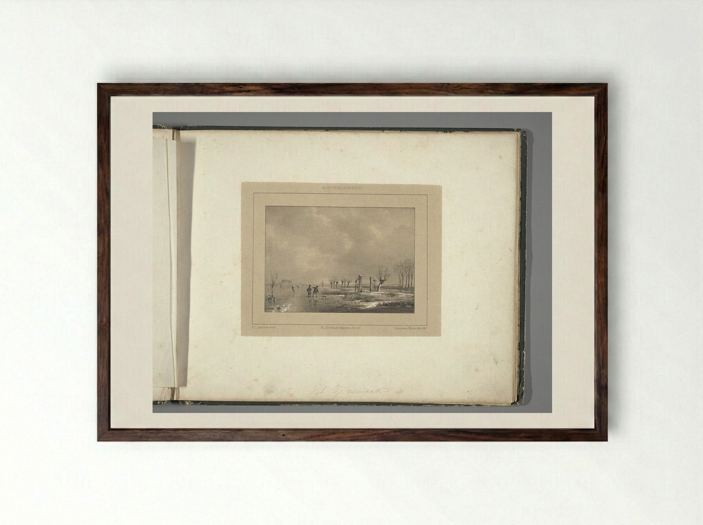 Het ijsvermaak - Paul Lauters - Framed Print Dark Wood