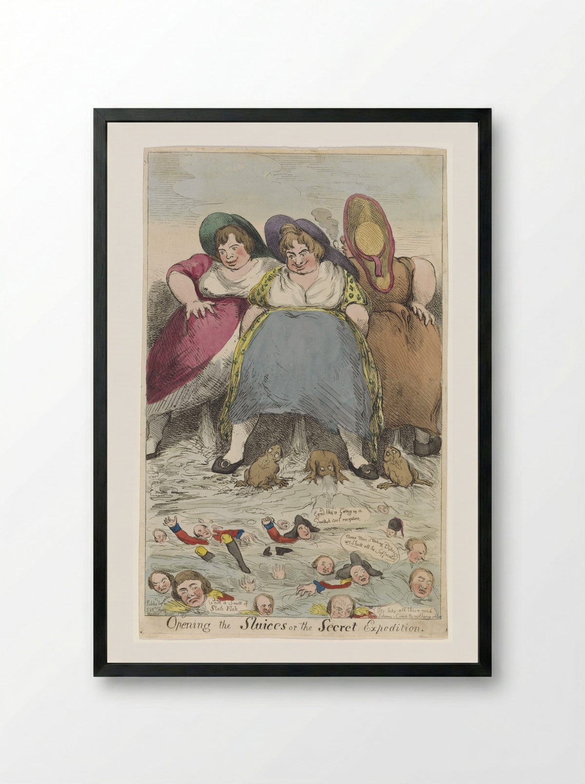 Opening the Sluices or the Secret Expedition - Fine Art Print - Framed Print Black