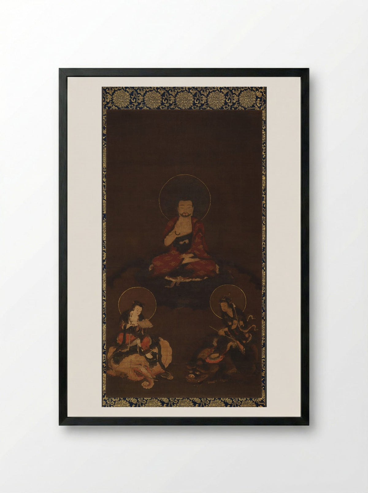 Shaka Nyorai Triad - Unknown Artist - Framed Print Black