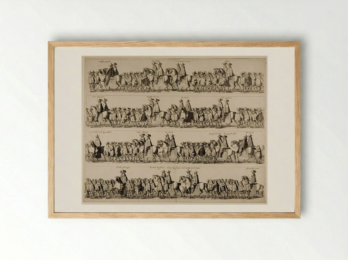 Coronation Procession of Charles II through London - Fine Art Print - Framed Print Wood