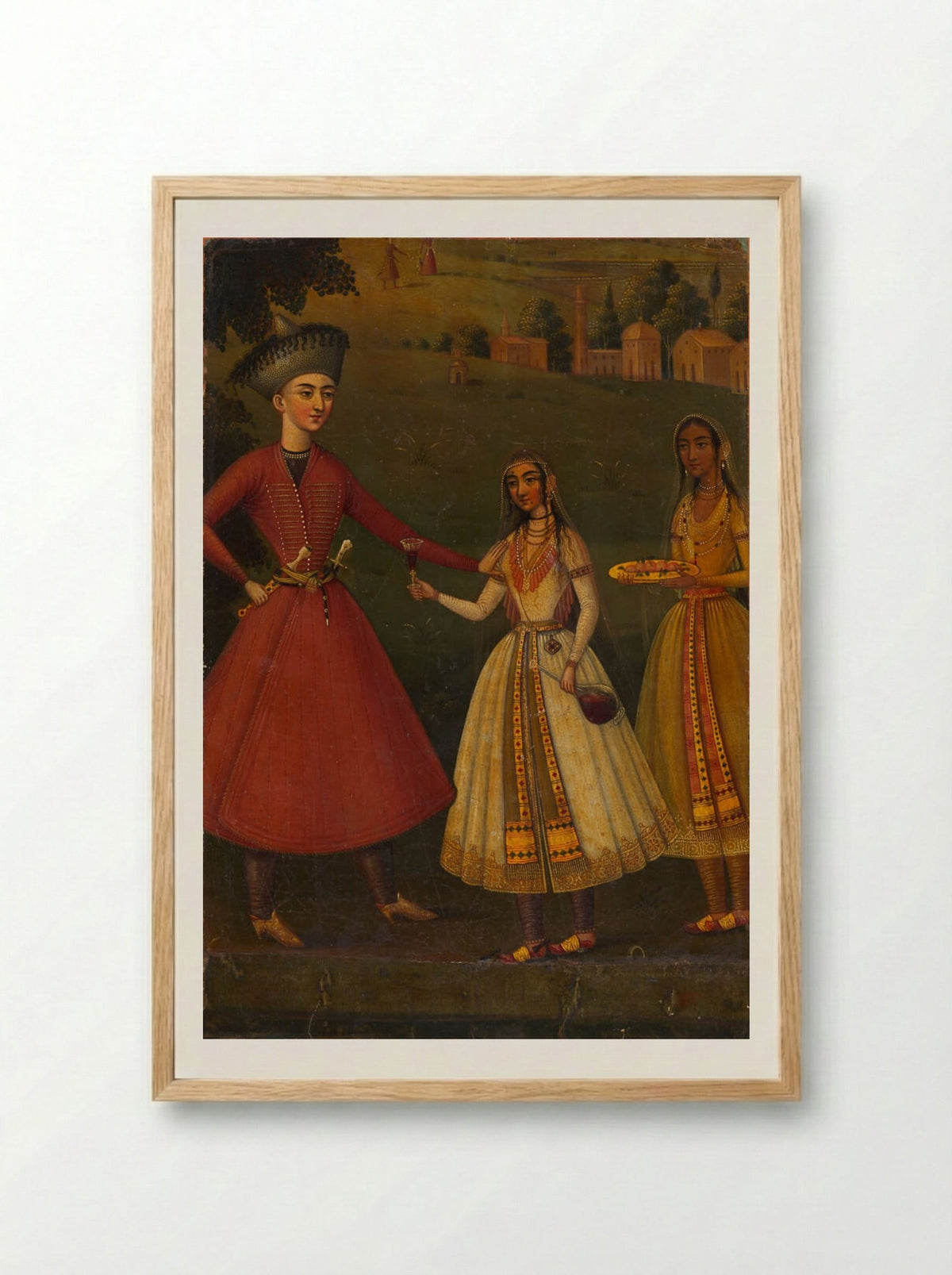 Courtier Refusing Wine from Indian Courtesans - Unknown Artist - Framed Print Wood