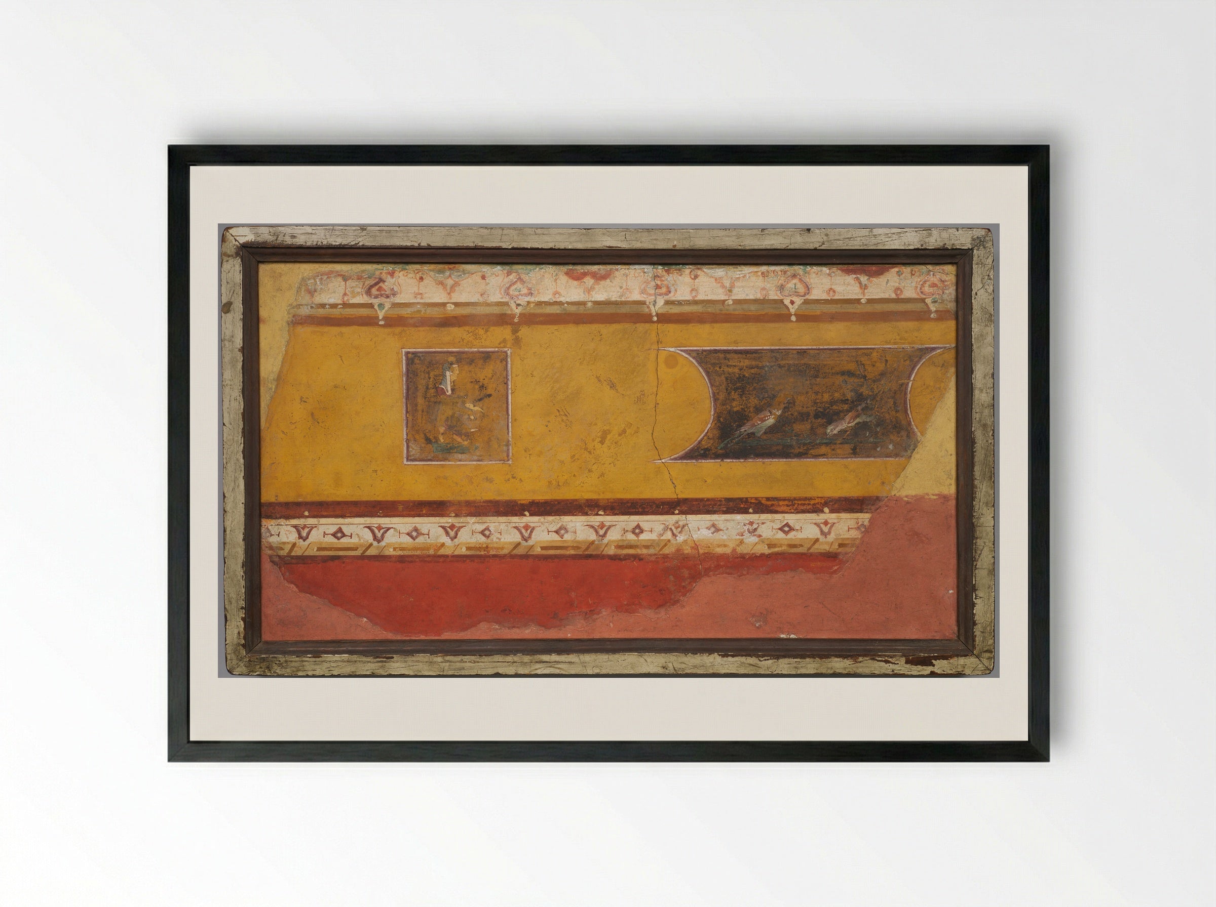 Wall Painting Fragment from the Villa at Boscotrecase - Unknown Artist - Framed Print Black