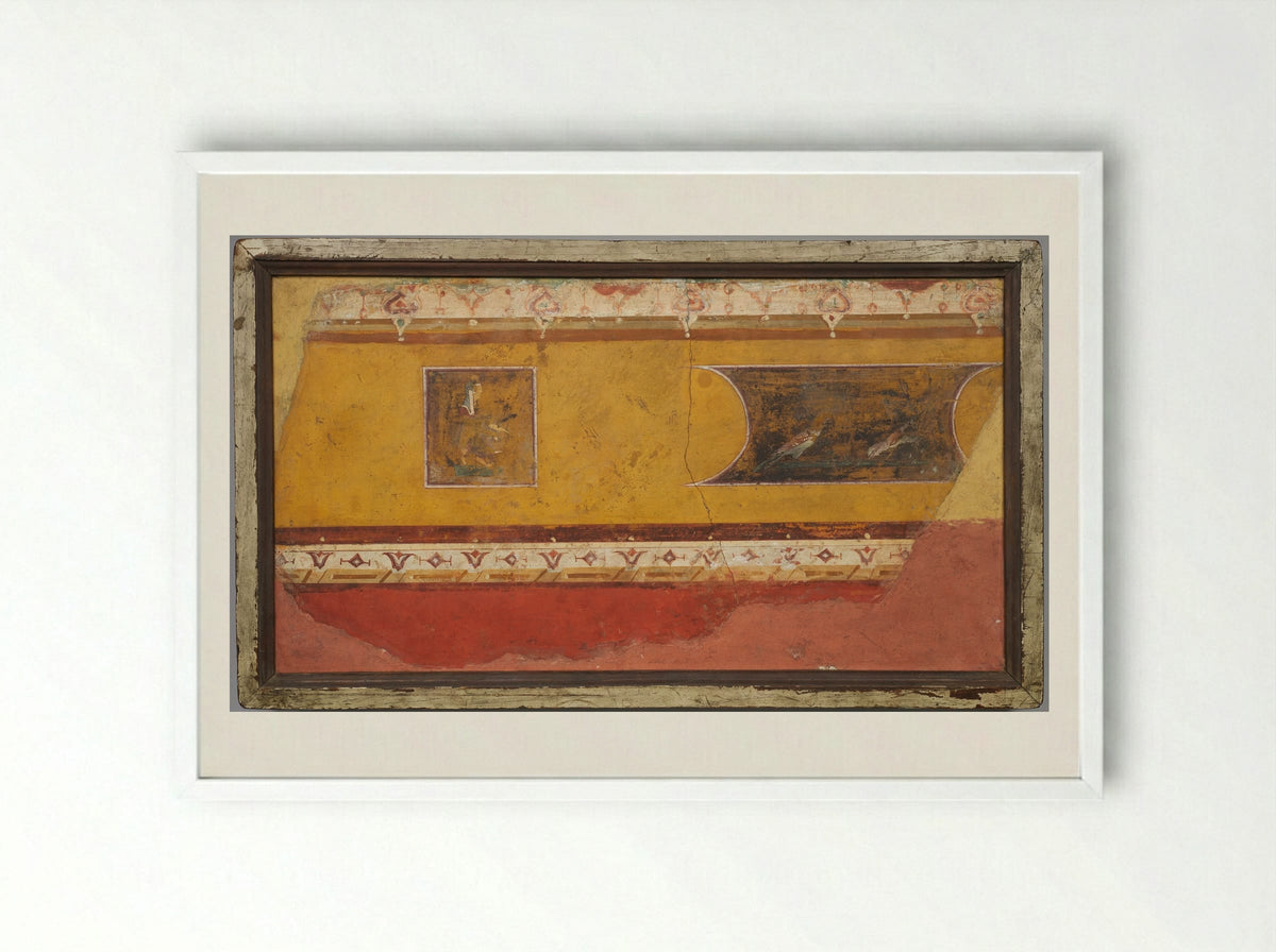 Wall Painting Fragment from the Villa at Boscotrecase - Unknown Artist - Framed Print White