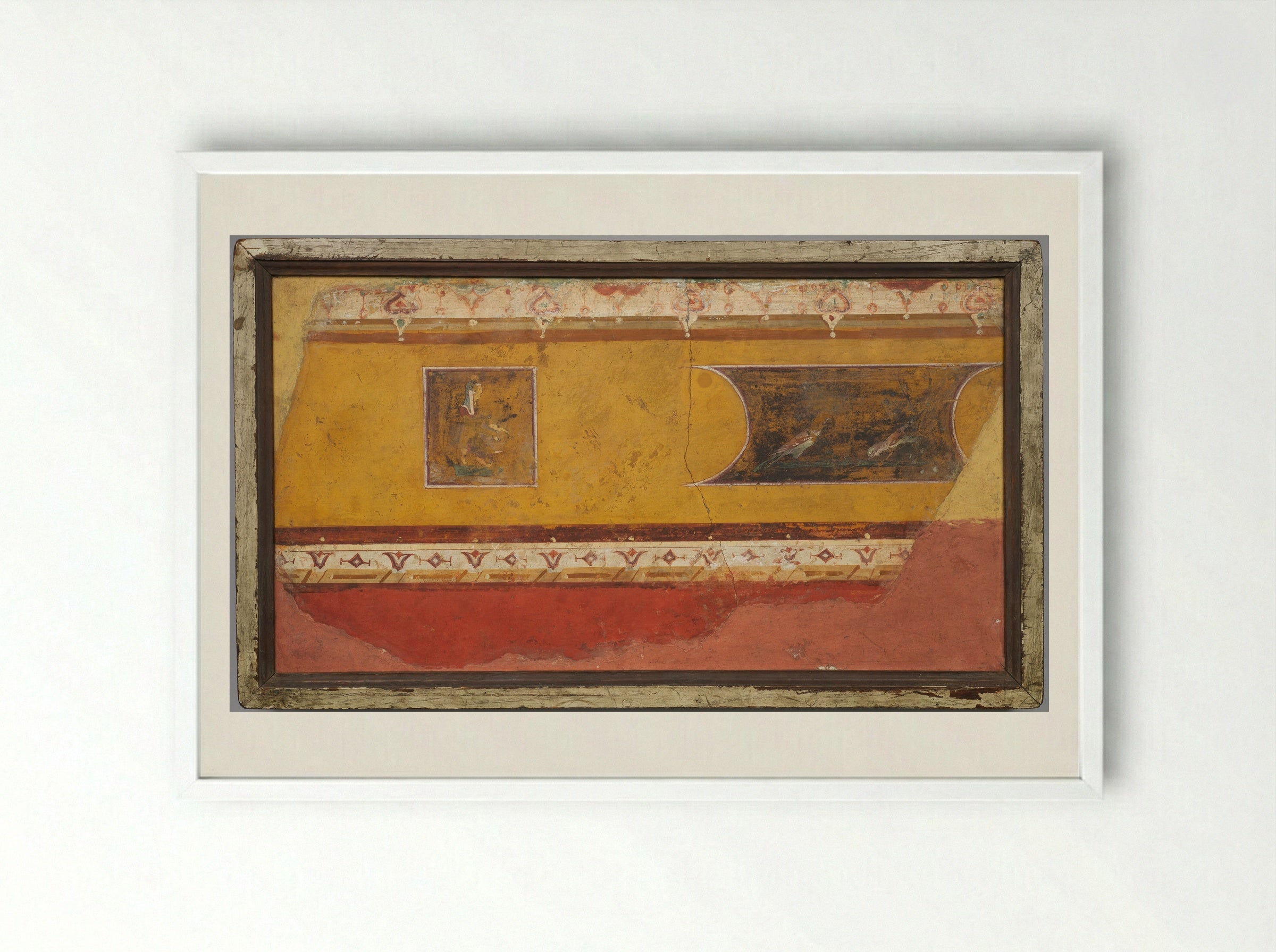 Wall Painting Fragment from the Villa at Boscotrecase - Unknown Artist - Framed Print White