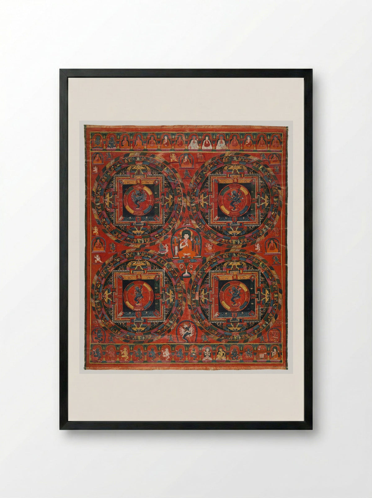 Four-circle Hevajra Mandala - Unknown Artist - Framed Print Black