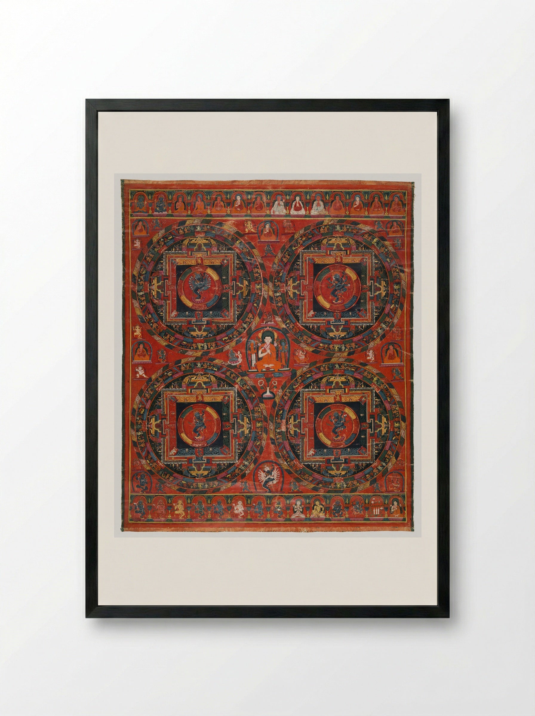 Four-circle Hevajra Mandala - Unknown Artist - Framed Print Black