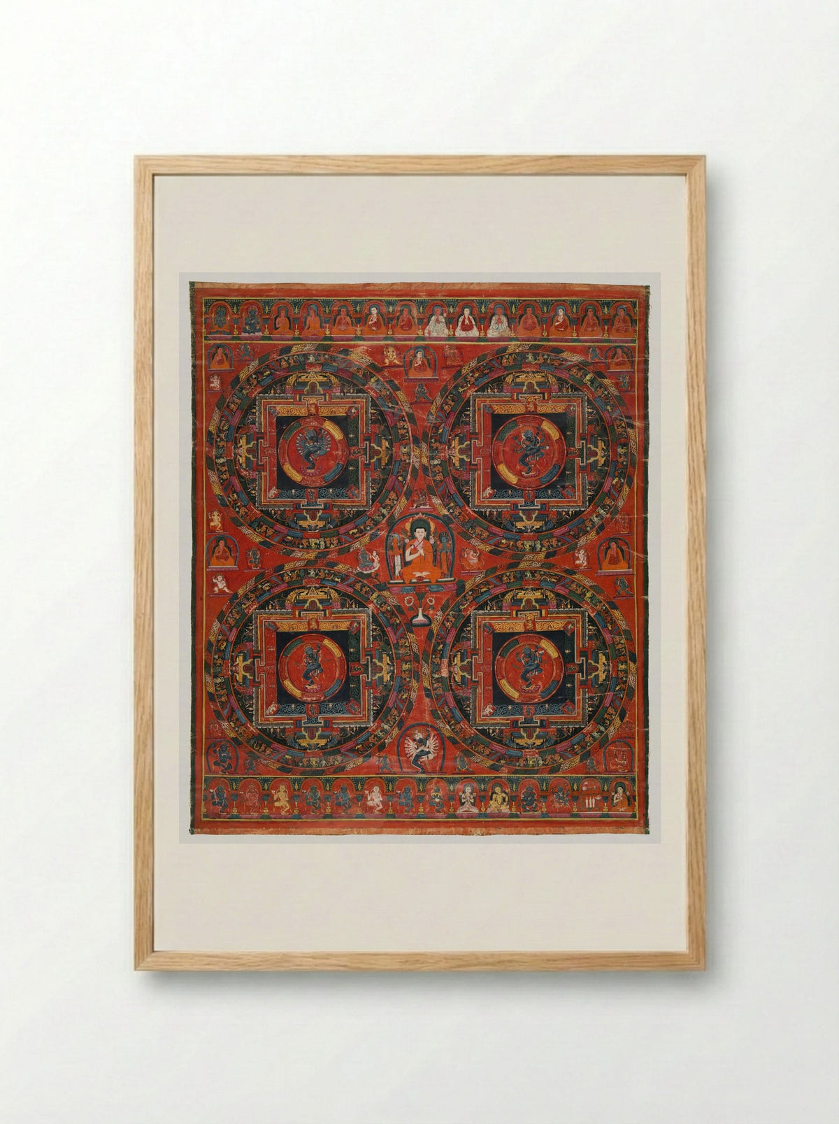 Four-circle Hevajra Mandala - Unknown Artist - Framed Print Wood