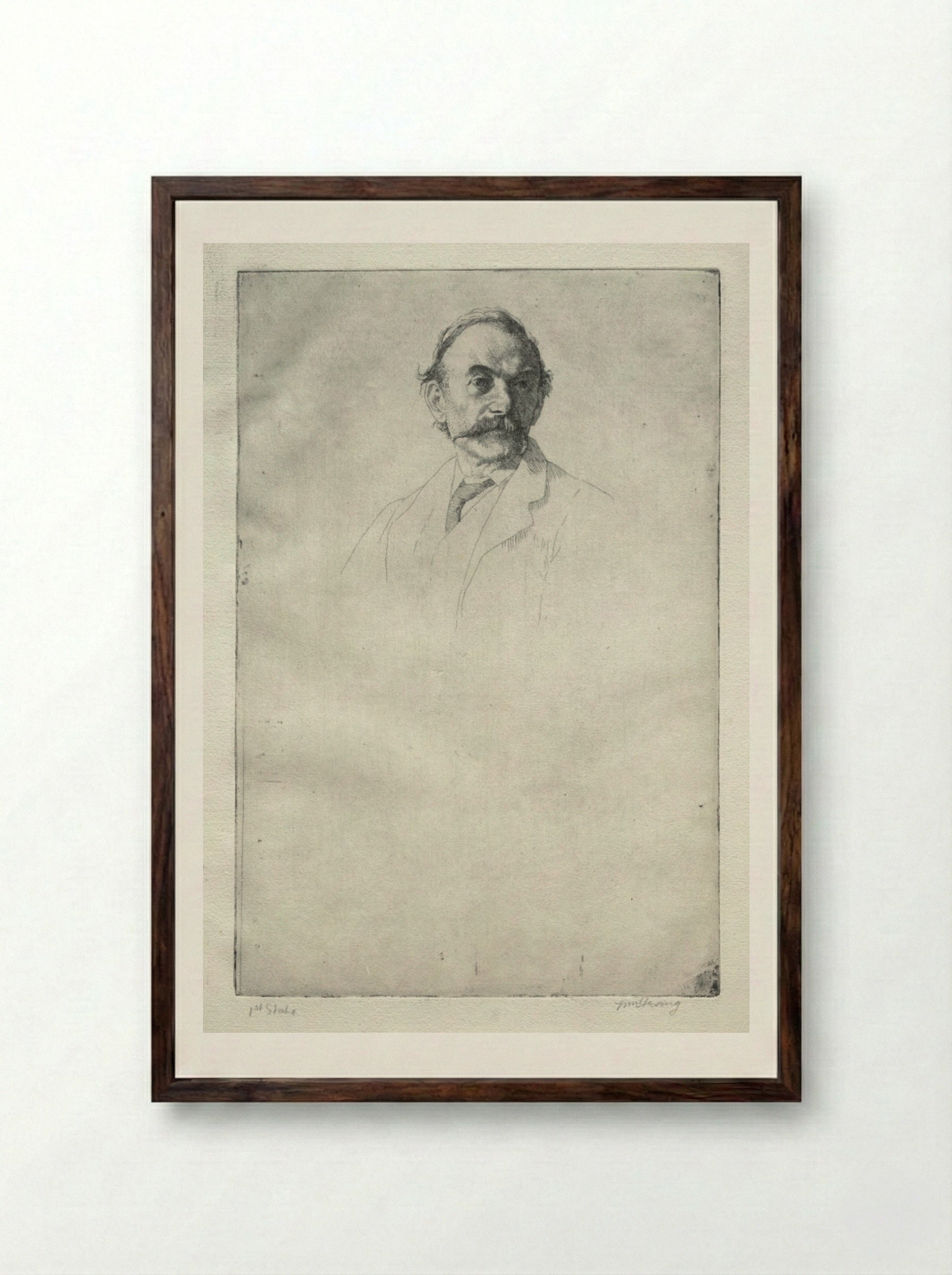 Thomas Hardy, No. 1 - William Strang - Framed Print Dark Wood