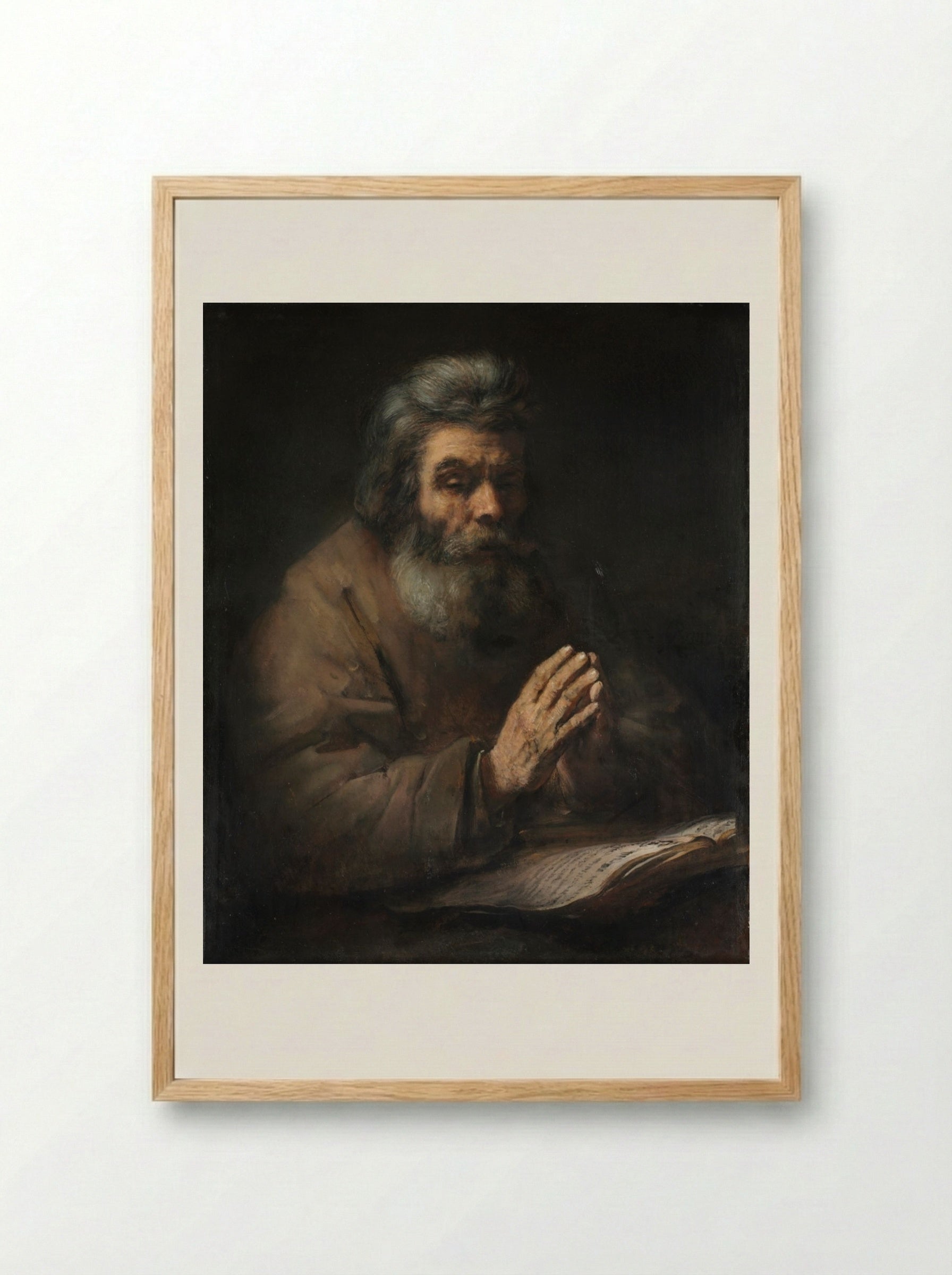 An Elderly Man in Prayer - Rembrandt van Rijn - Framed Print Wood