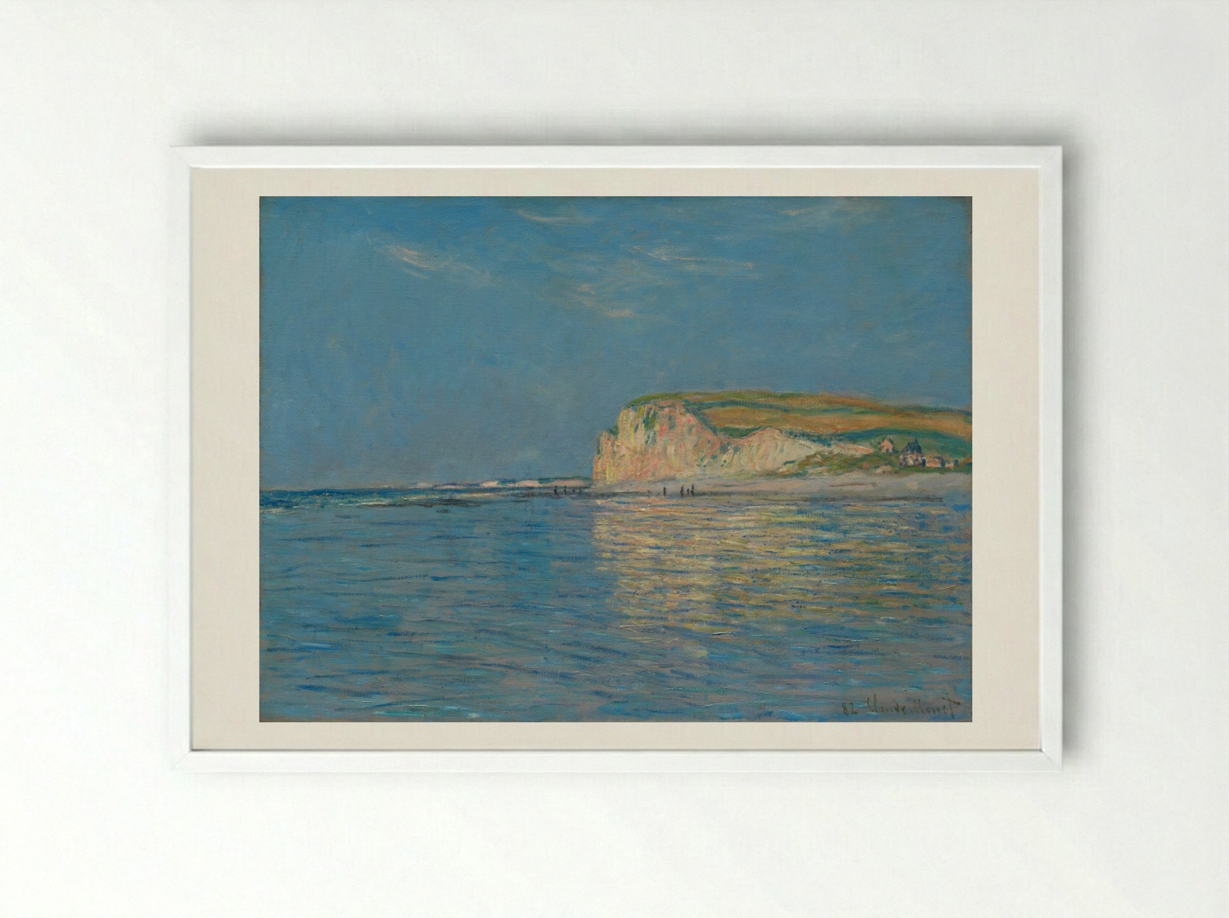 Low Tide at Pourville, near Dieppe - Claude Monet - Framed Print White