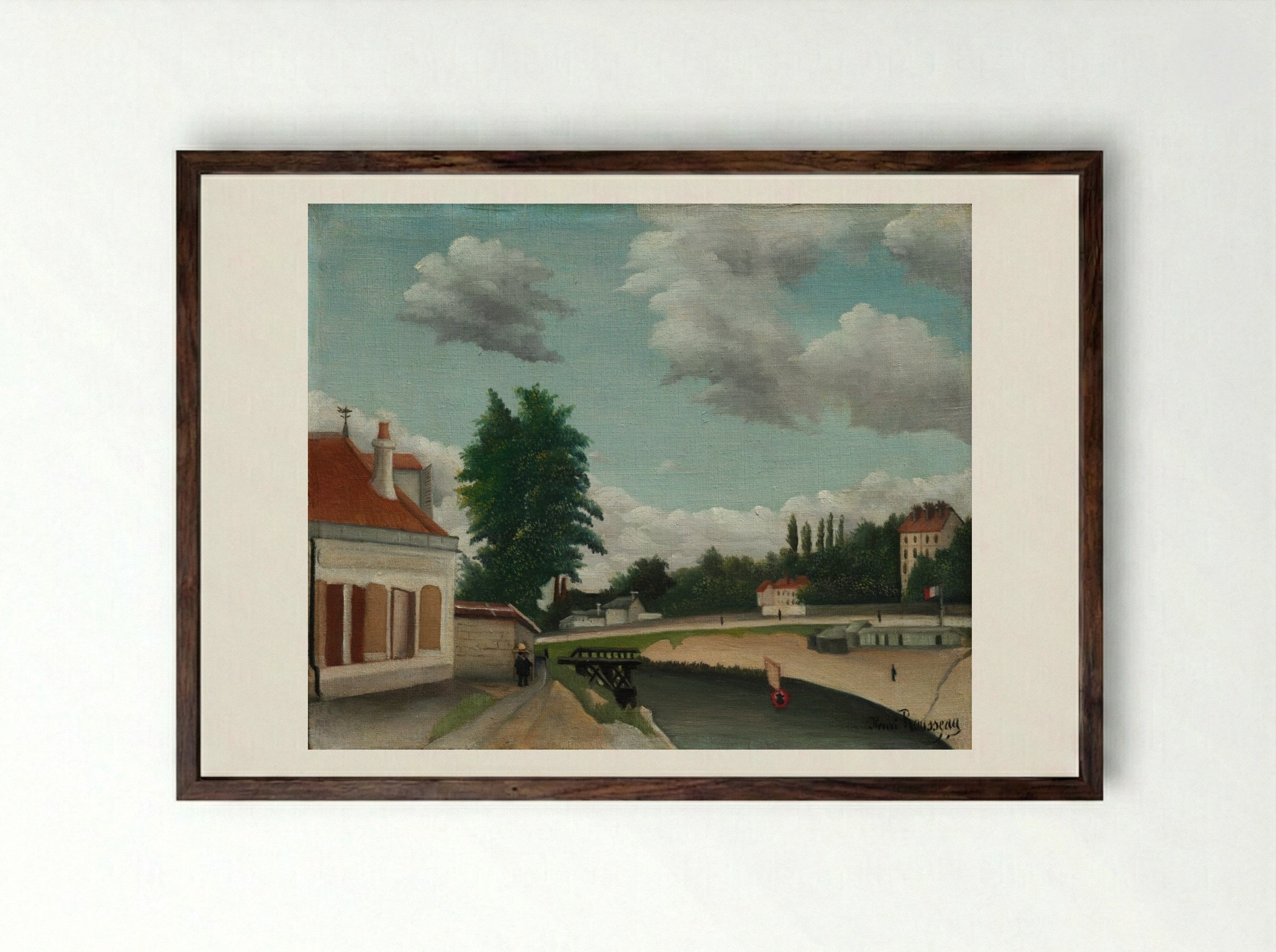 Outskirts of Paris - Henri Rousseau - Framed Print Dark Wood
