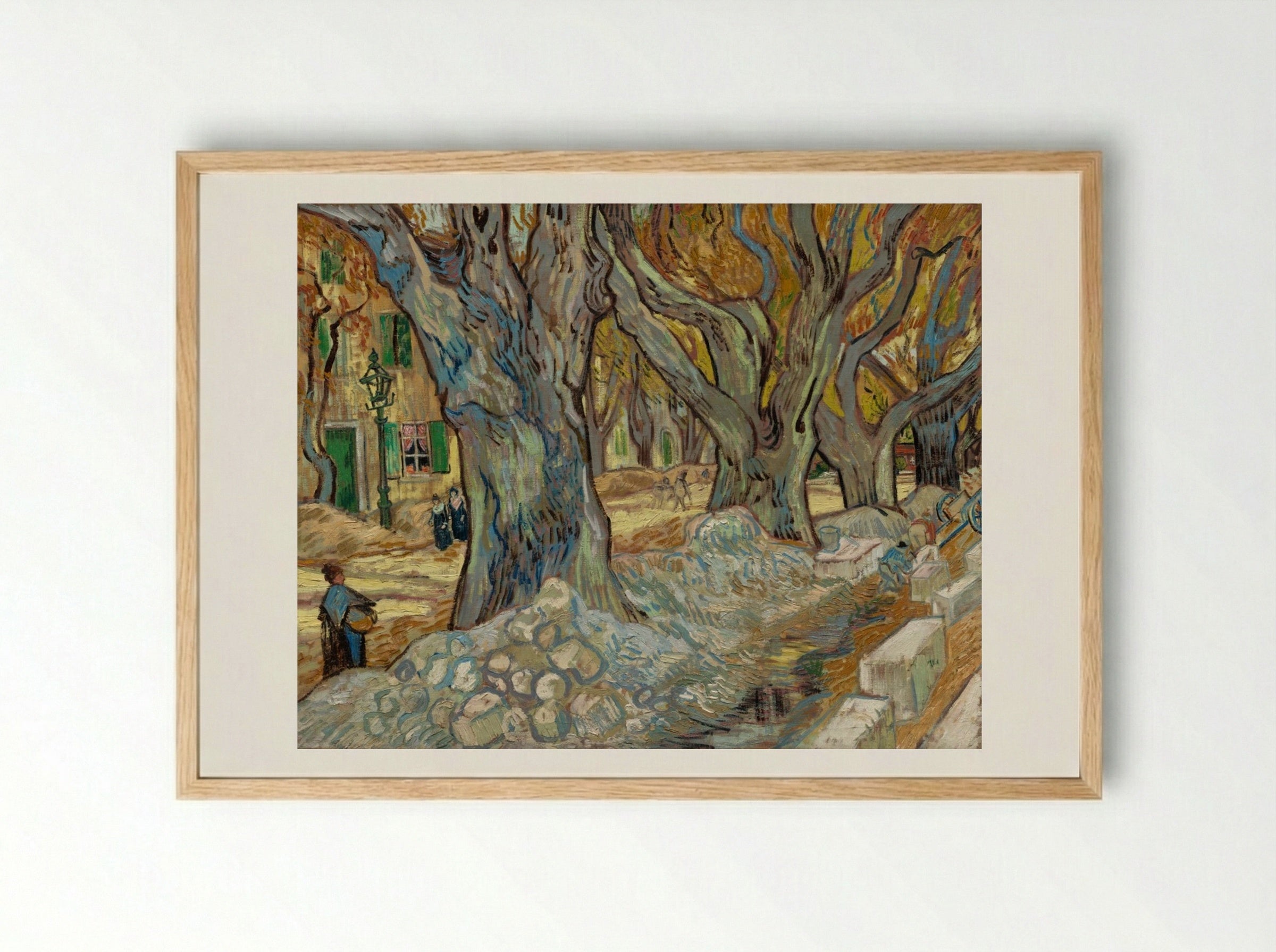 The Large Plane Trees (Road Menders at Saint-Rémy) - Vincent van Gogh - Framed Print Wood