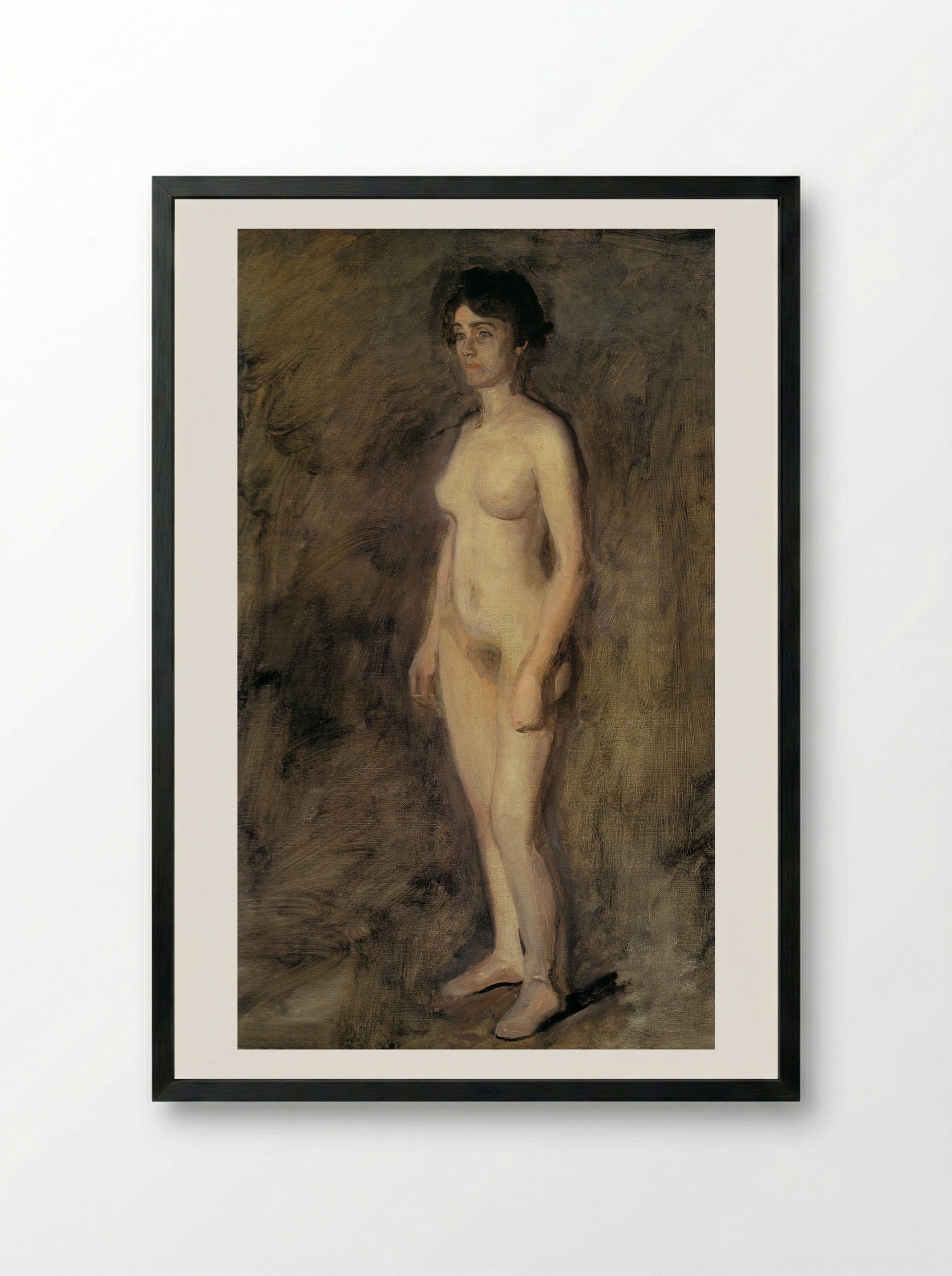 Standing Female Nude - Thomas Eakins - Framed Print Black